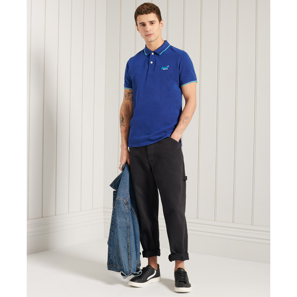 5057842841136 - Mens Schmales Polohemd mit Kontraststreifen Marineblau - Größe S 5057842841136 - Mens Schmales Polohemd mit Kontraststreifen Marineblau - Größe S