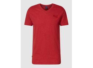 5057847750525 - Mens Essential Logo T-Shirt aus Bio-Baumwolle mit V-Ausschnitt Rot - Größe L