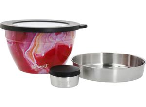 5057982095758 - Salatschüssel SWELL Swell Calacatta Gold Salad Bowl Kit 19L Schüsseln Gr B H 21 cm x 12 cm rosa (rose agate) Therma-Swell-Technologie mit vakuumisolierten Außenschale