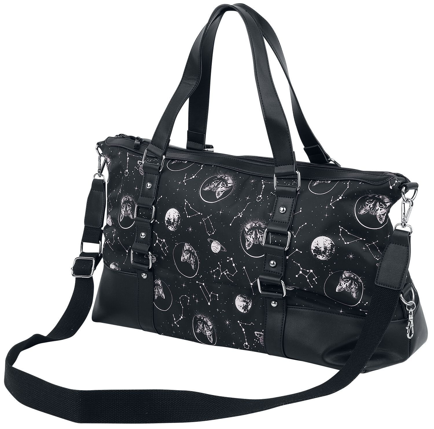 5059075226445 - Space Cat Handtasche schwarz weiß