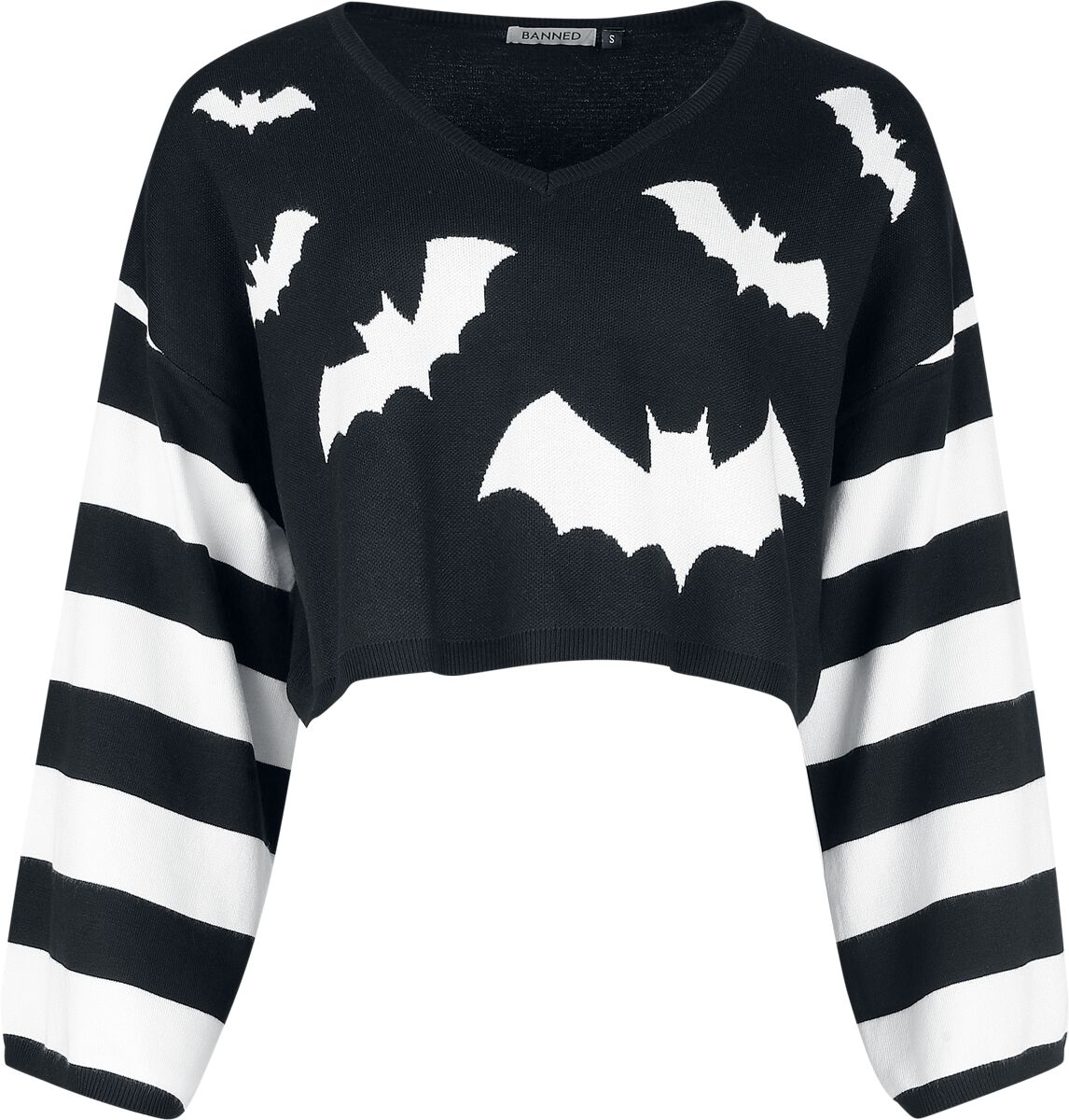 5059075327128 - Annabelle Bat Jumper Strickpullover schwarz weiß in XL 5059075327128 - Annabelle Bat Jumper Strickpullover schwarz weiß in XL
