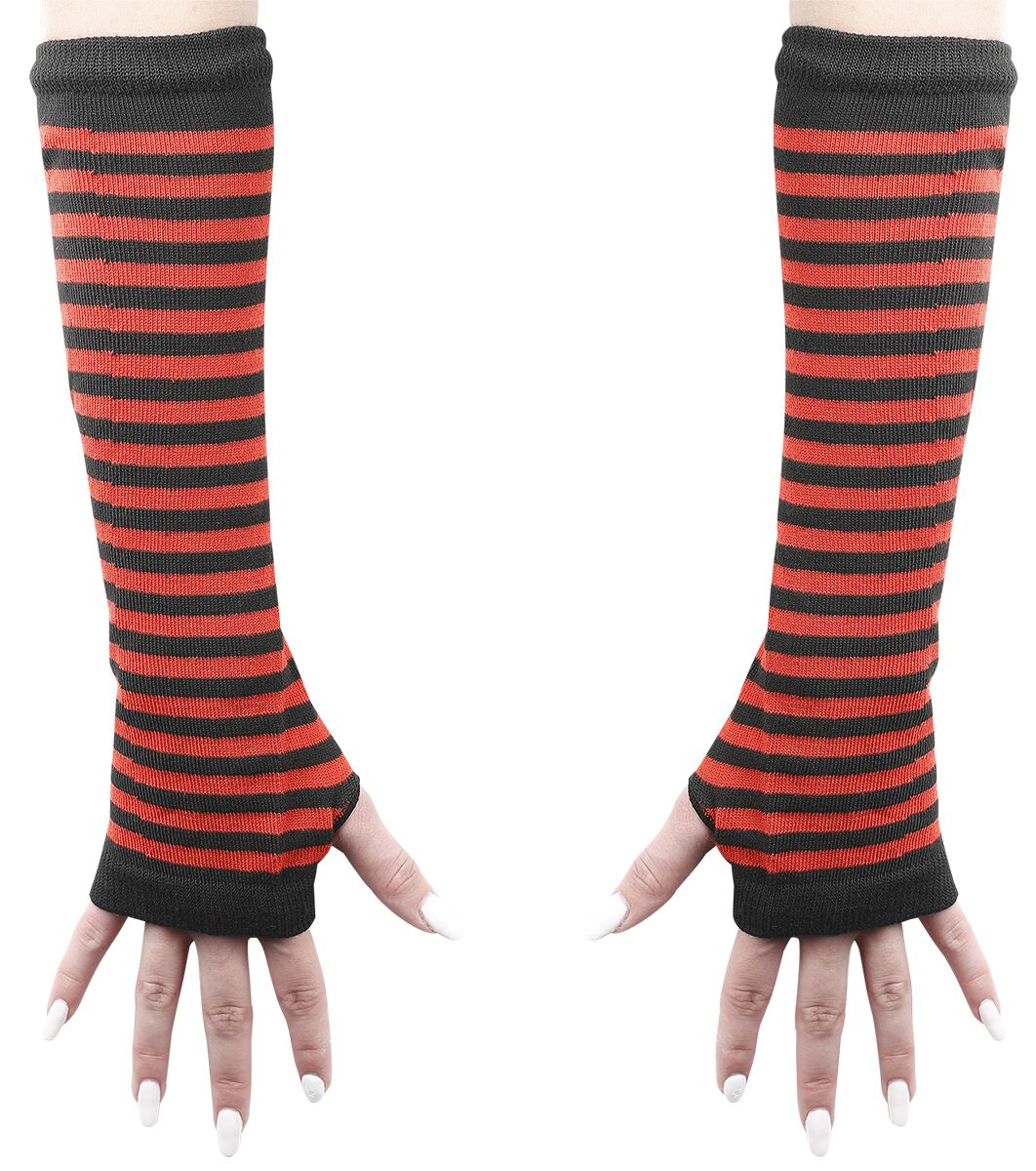 5059075338797 - Frances Striped Hand Warmers Stulpen schwarz rot 5059075338797 - Frances Striped Hand Warmers Stulpen schwarz rot