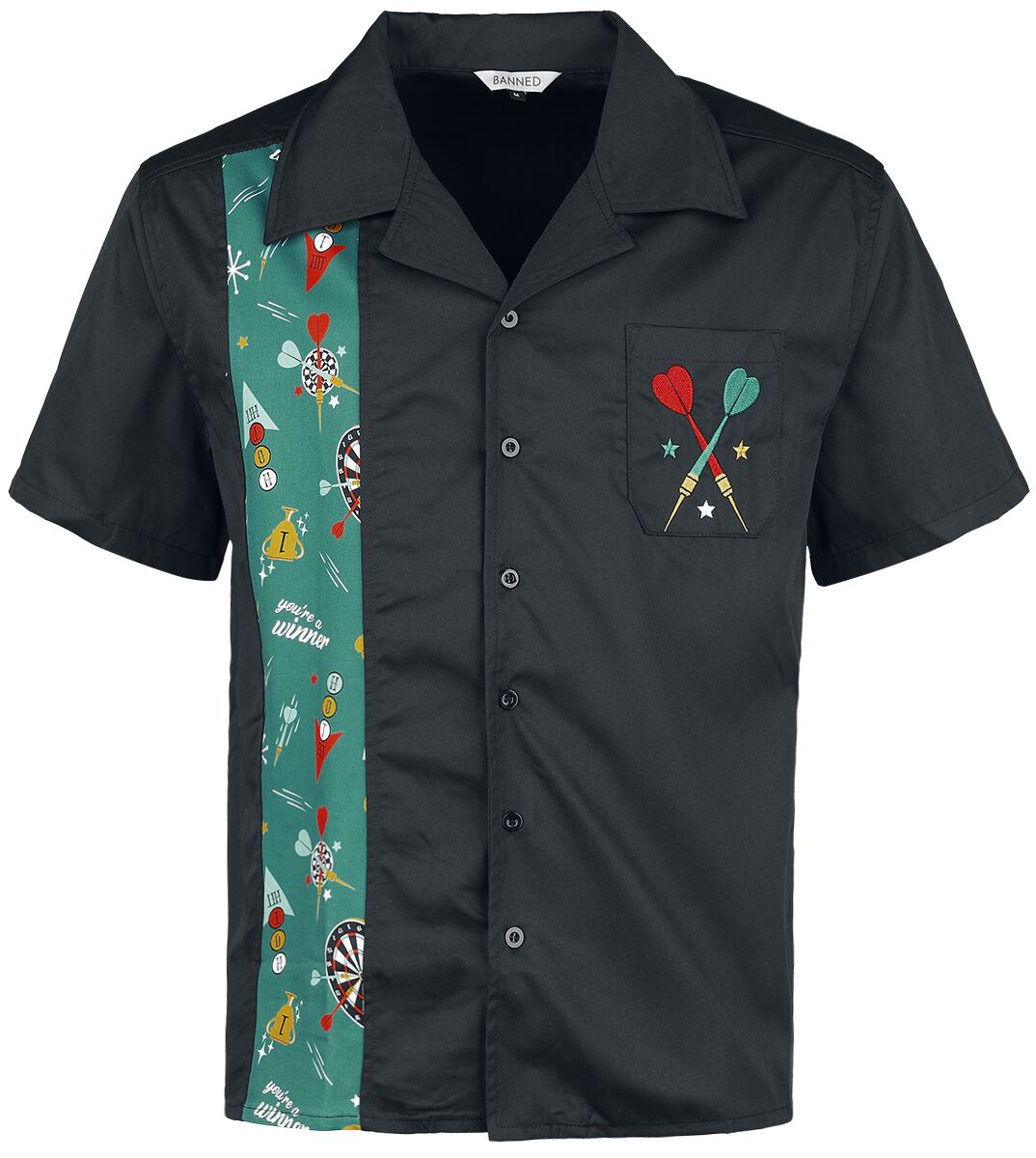 5059075374177 - Darts Shirt Kurzarmhemd schwarz in M