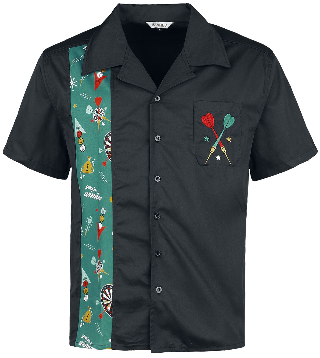 5059075374184 - Darts Shirt Kurzarmhemd schwarz in L