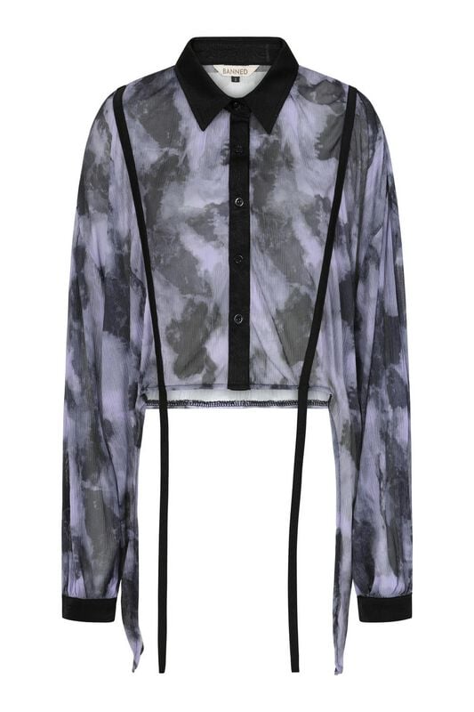 5059075421154 - Selene Mesh Blouse Bluse schwarz lila in L