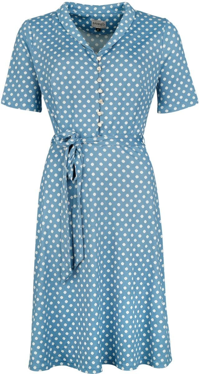 5059075427088 - Ellen Spot Dress Mittellanges Kleid blau weiß in M 5059075427088 - Ellen Spot Dress Mittellanges Kleid blau weiß in M