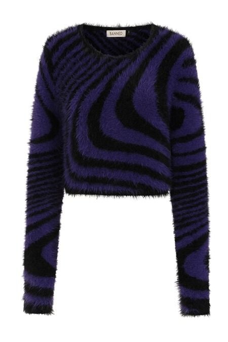 5059075471364 - Daphne Jumper Strickpullover lila schwarz in M