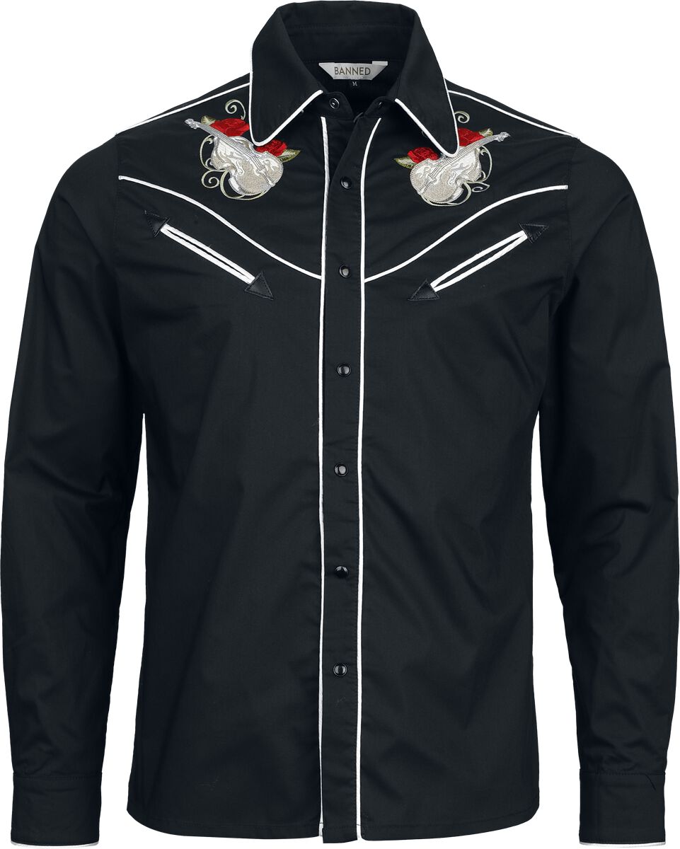 5059075495032 - Rockabilly Bass Langarmhemd schwarz in XL 5059075495032 - Rockabilly Bass Langarmhemd schwarz in XL