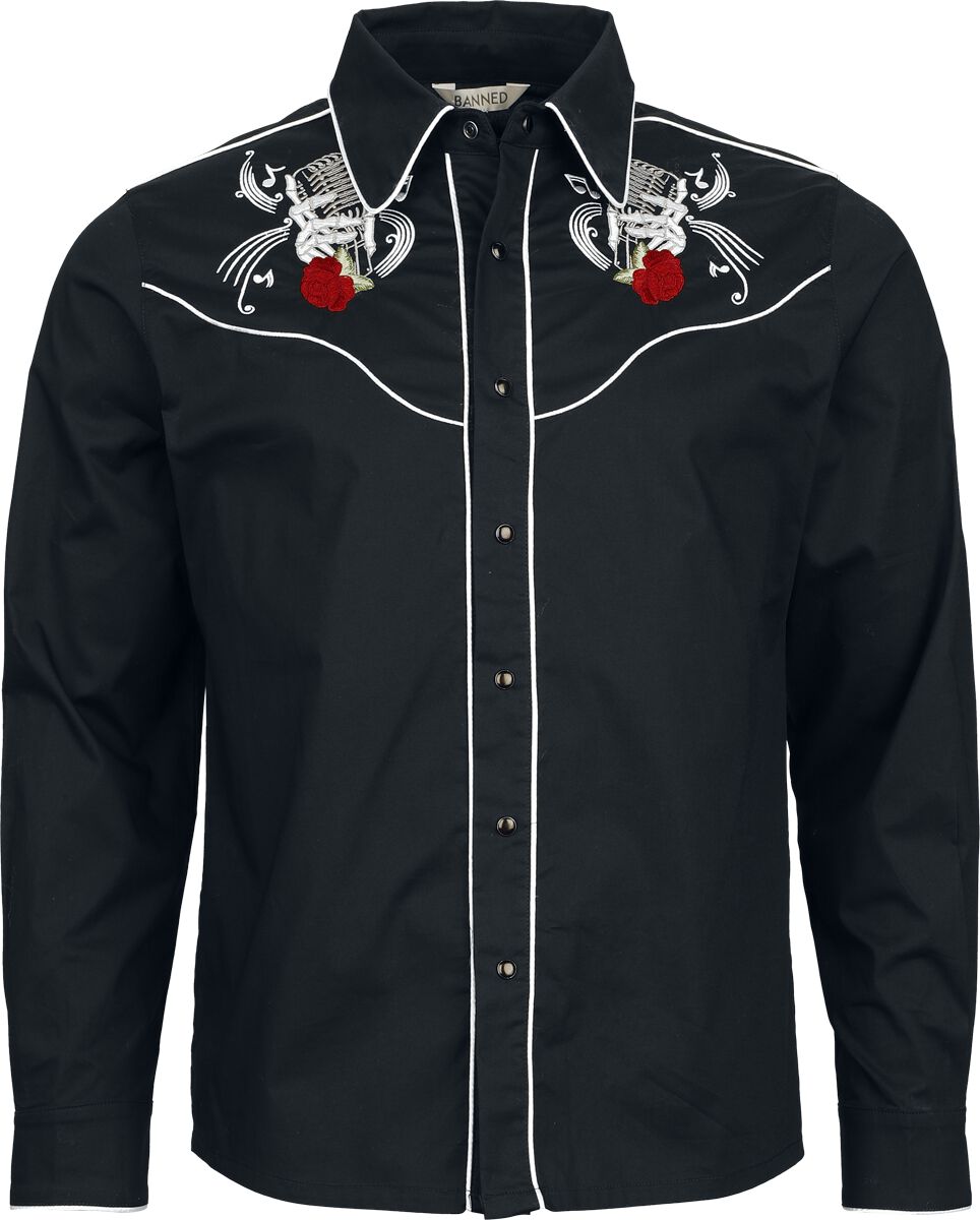 5059075495124 - Rockabilly Mic Langarmhemd schwarz in L 5059075495124 - Rockabilly Mic Langarmhemd schwarz in L