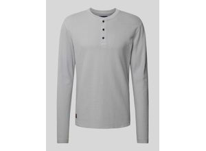 5059726823375 - Herren Henley Langarmoberteil mit Waffelmuster Grau - Größe XL