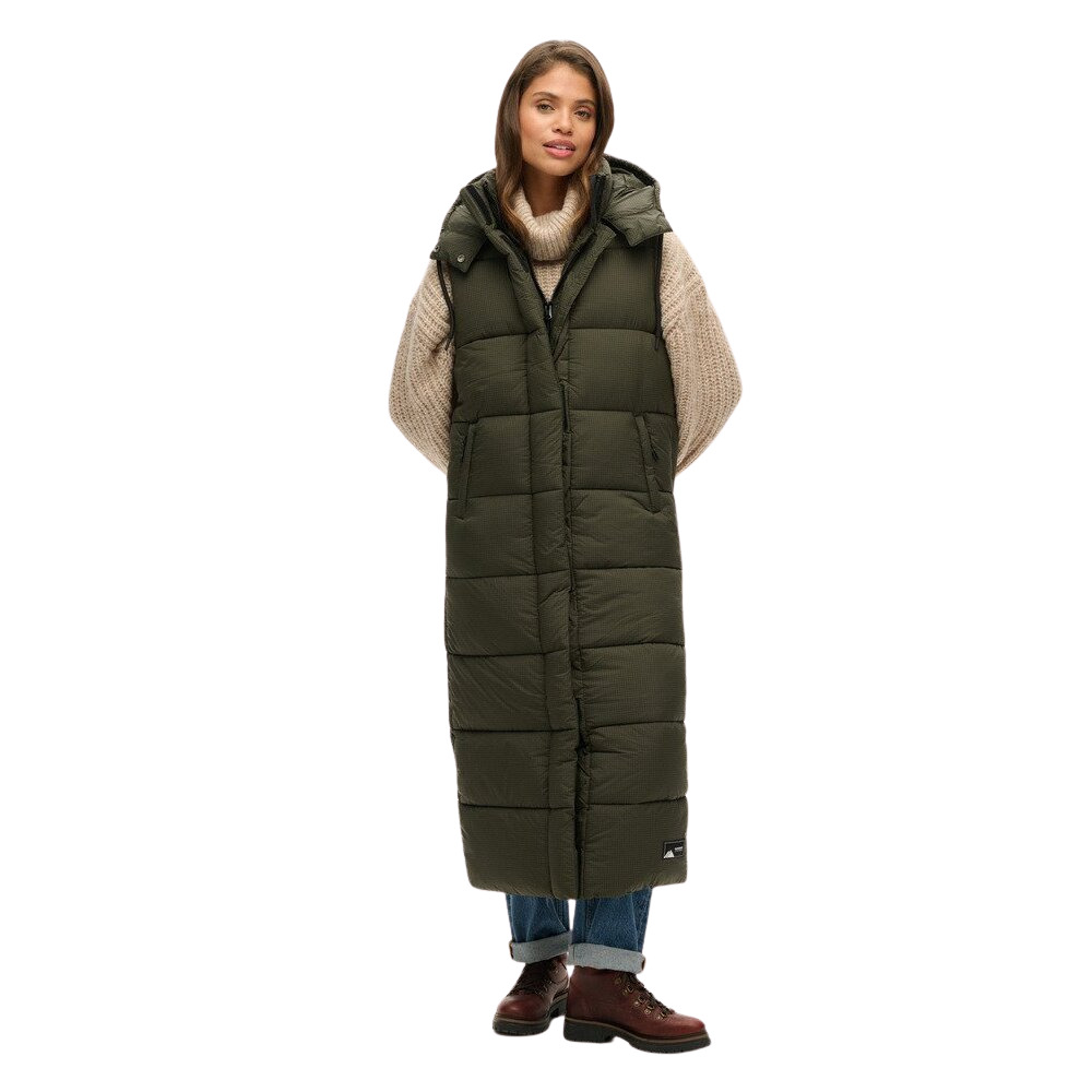 5059726850432 - Lange Daunenweste mit Kapuze Damen Ripstop