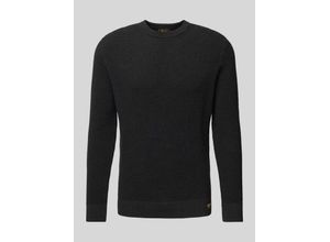 5059726894122 - Herren Strukturierter Strickpullover mit Rundhalsausschnitt Schwarz - Größe S