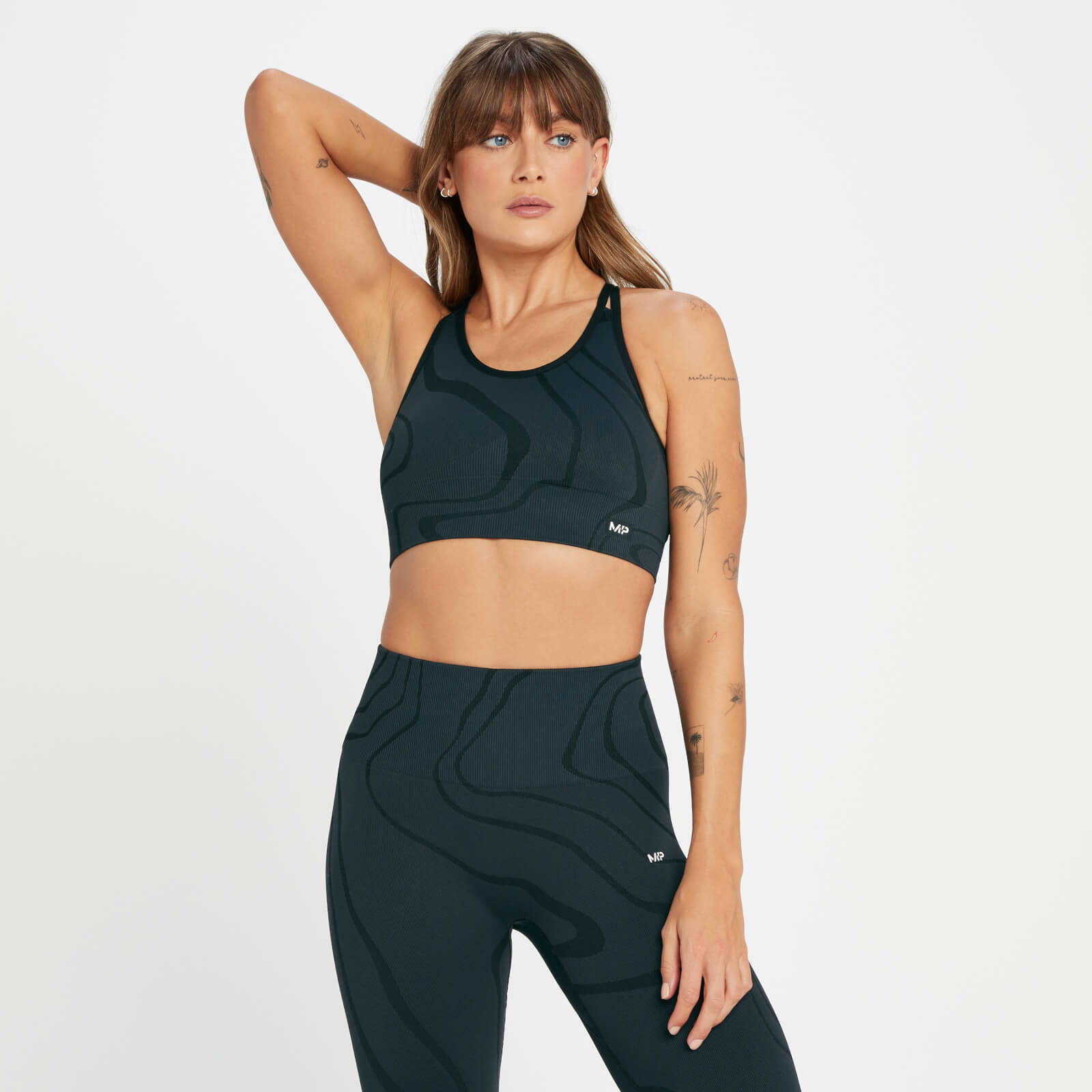 5059883168067 - Damen Tempo Wave Nahtloser Sport-BH – Schwarz  - XS