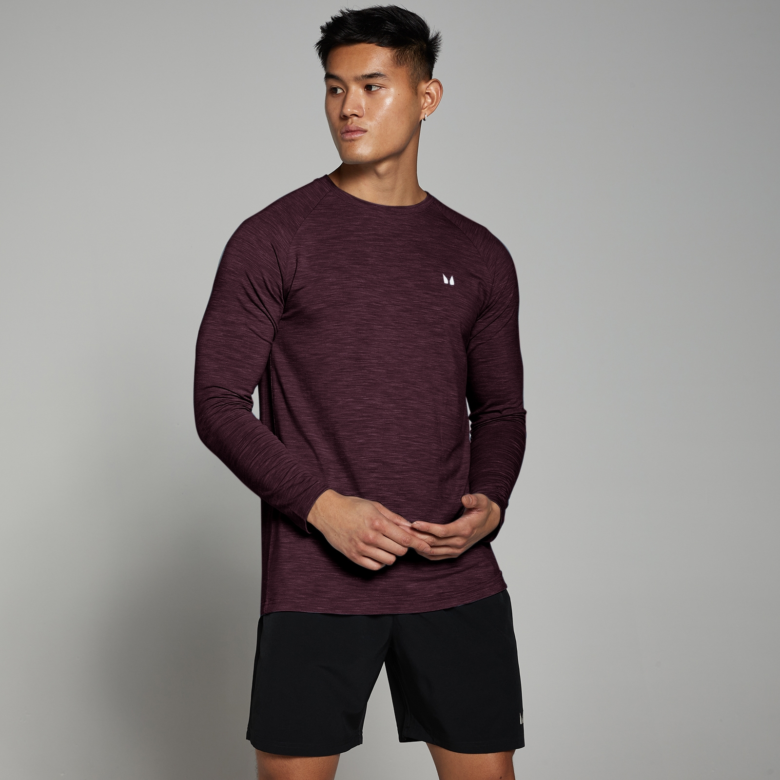 5059883224572 - Herren Performance Langarmshirt – Merlot meliert - S