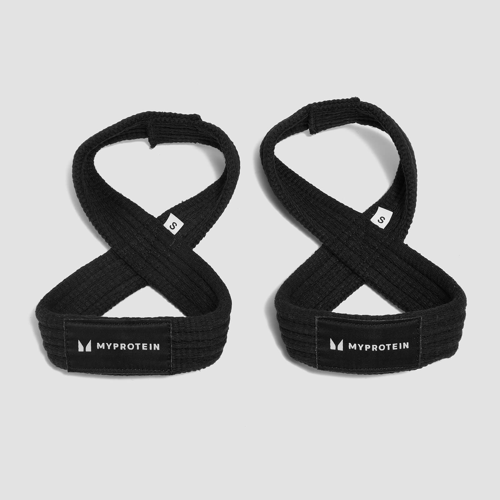 5059883225616 - Myprotein Achter-Form Zughilfen – Lifting Straps – Schwarz - S (< 6)