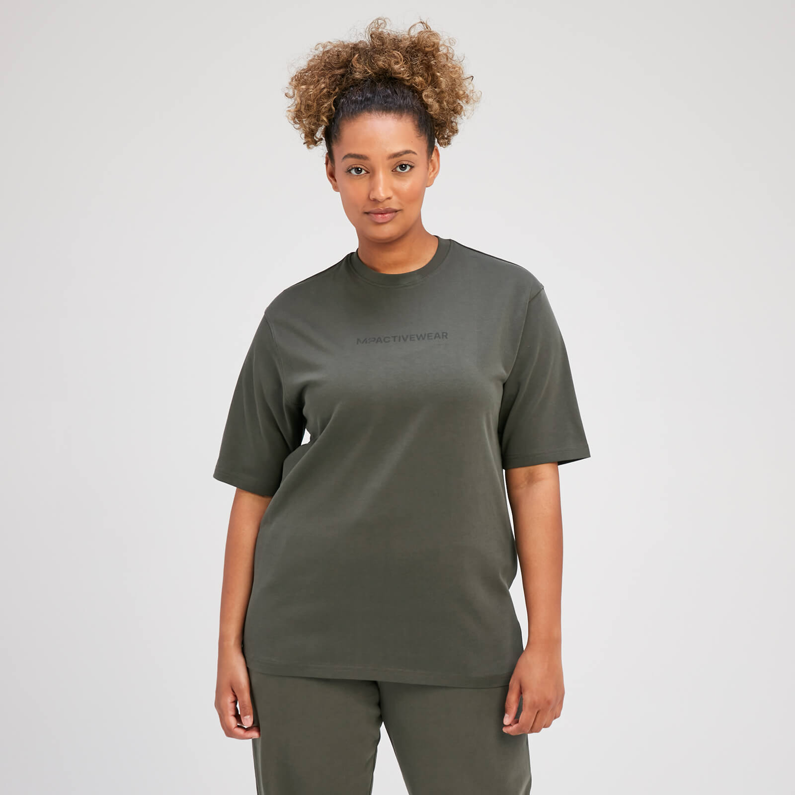 5059883245959 - Damen Tempo Oversize-T-Shirt – Graubraun-Grün - XS