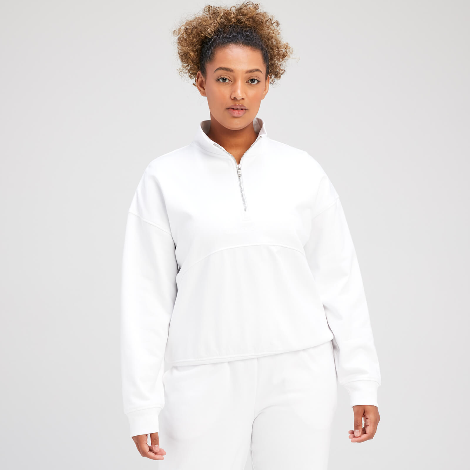 5059883246123 - Damen Rest Day Sweatshirt mit 1 4-Reißverschluss – Weiß  - L