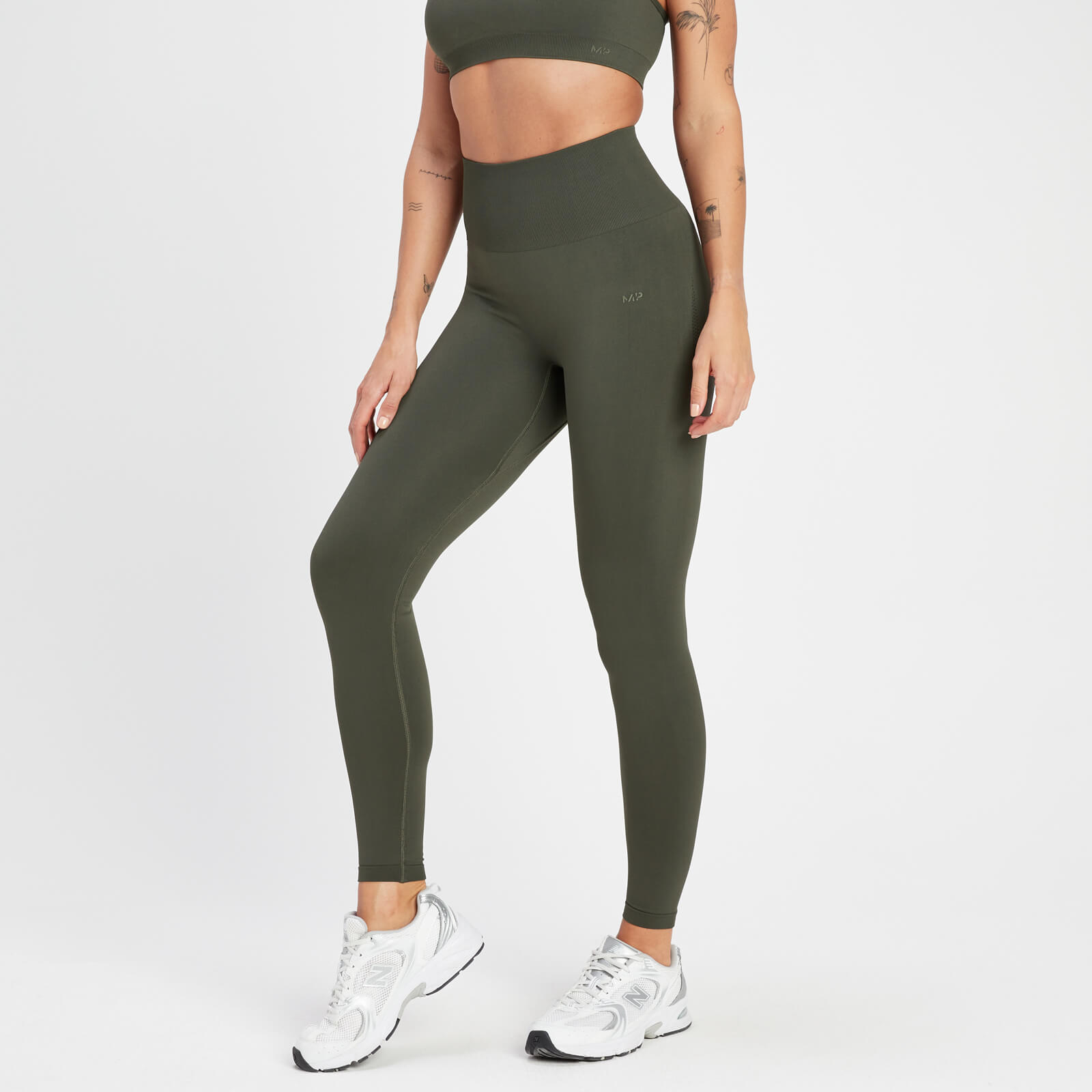 5059883246796 - Damen Rest Day Nahtlose Leggings – Graubraun-Grün  - XS