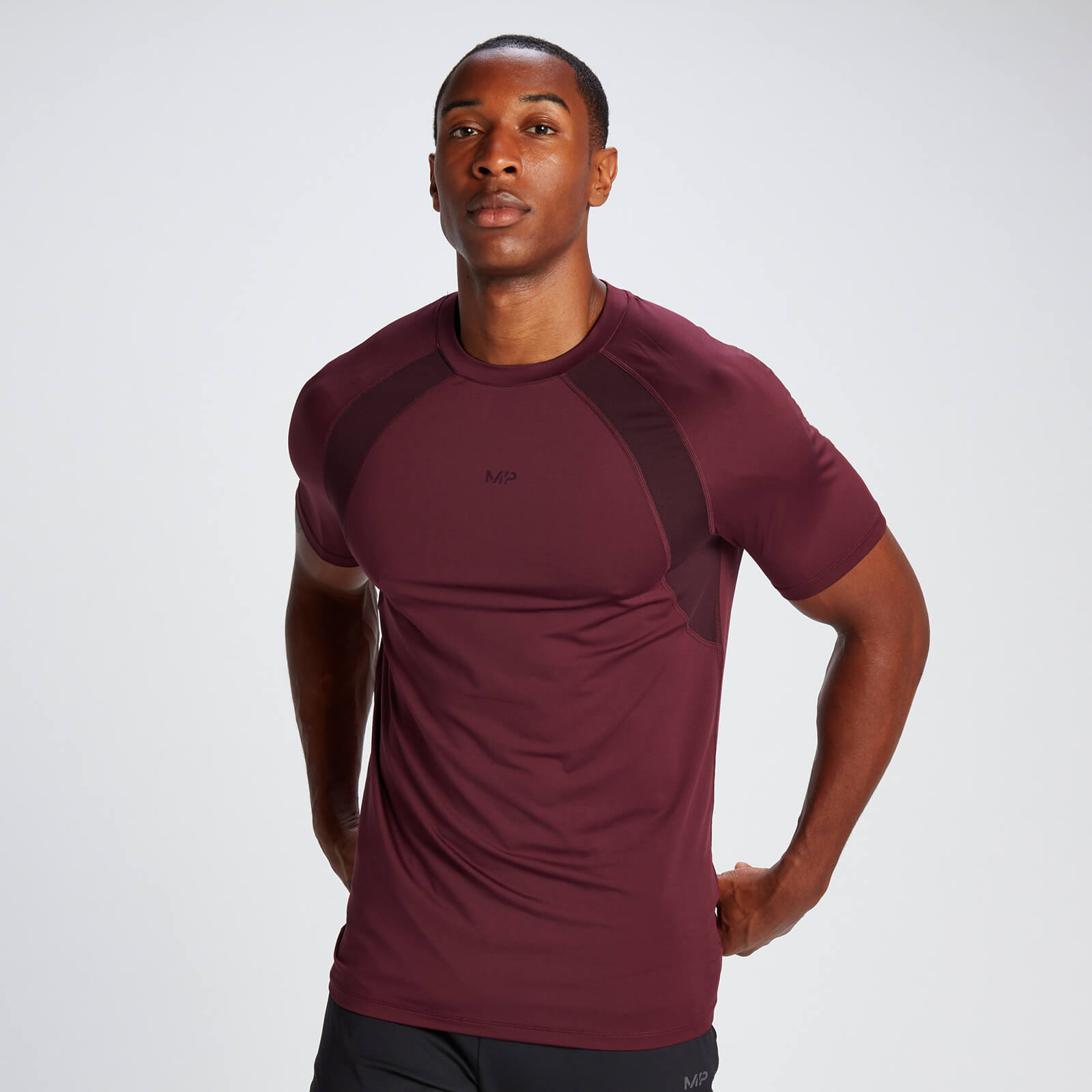 5059883251578 - Herren Tempo Kurzarm-T-Shirt – Deep Burgundy - XS