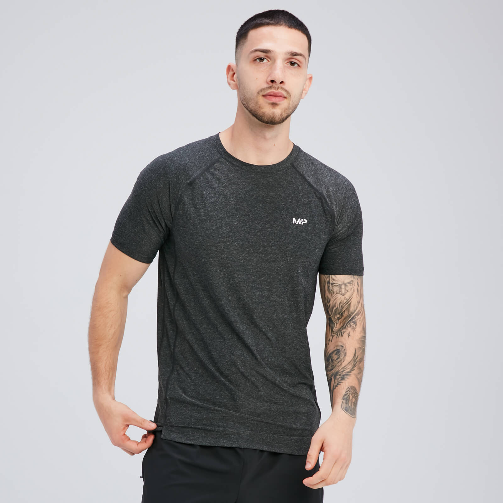 5059883253213 - Tempo Kurzarm-T-Shirt für Herren – Schwarz meliert - M