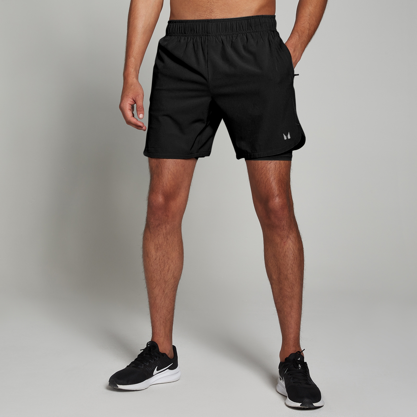 5059883283203 - Herren 2-in-1-Trainingsshorts — Schwarz - S