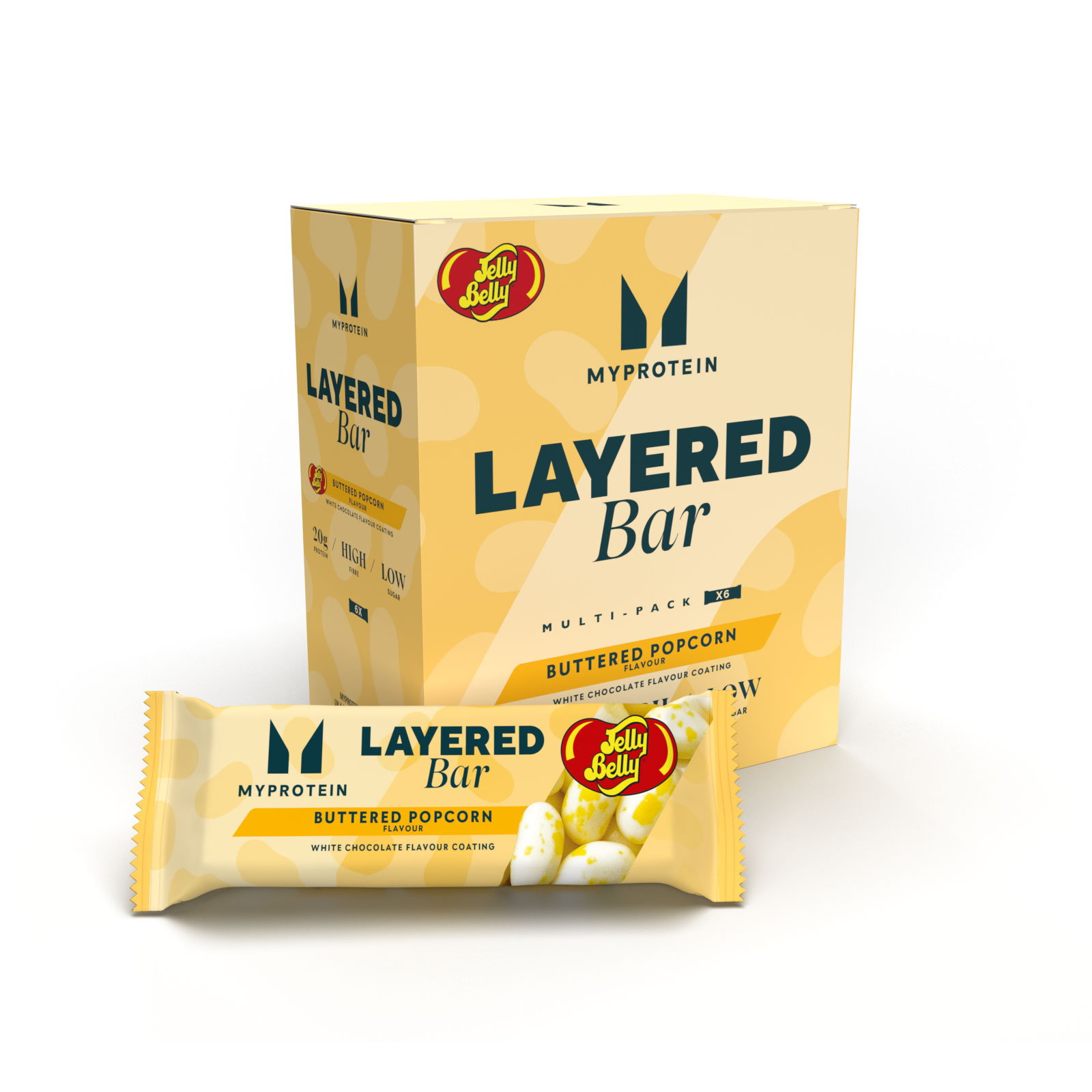 5059883303413 - Layered Protein Bar - 6 x 60g - Buttered Popcorn