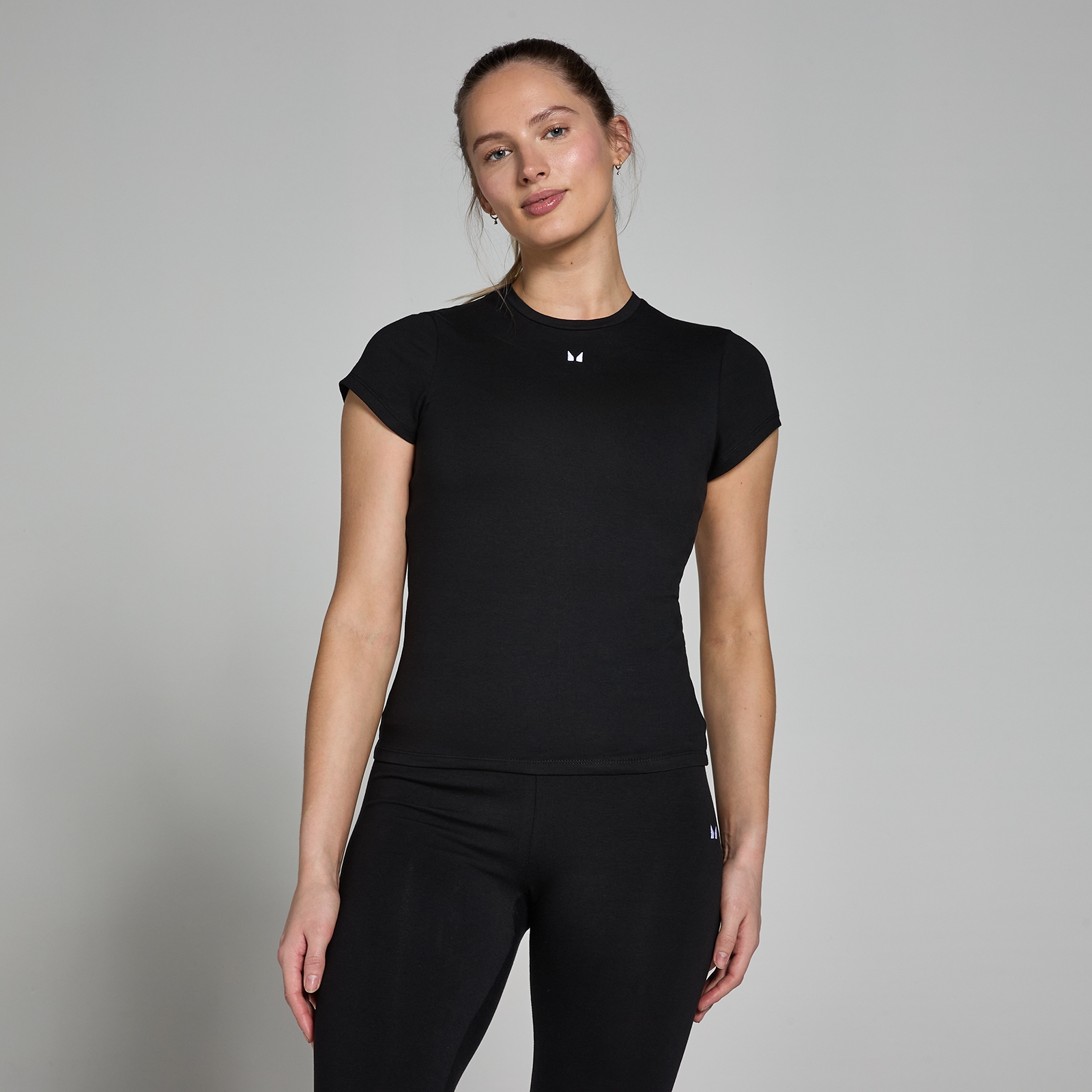 5059883312934 - Damen Basics Körperbetontes Kurzarm-T-Shirt – Schwarz - S