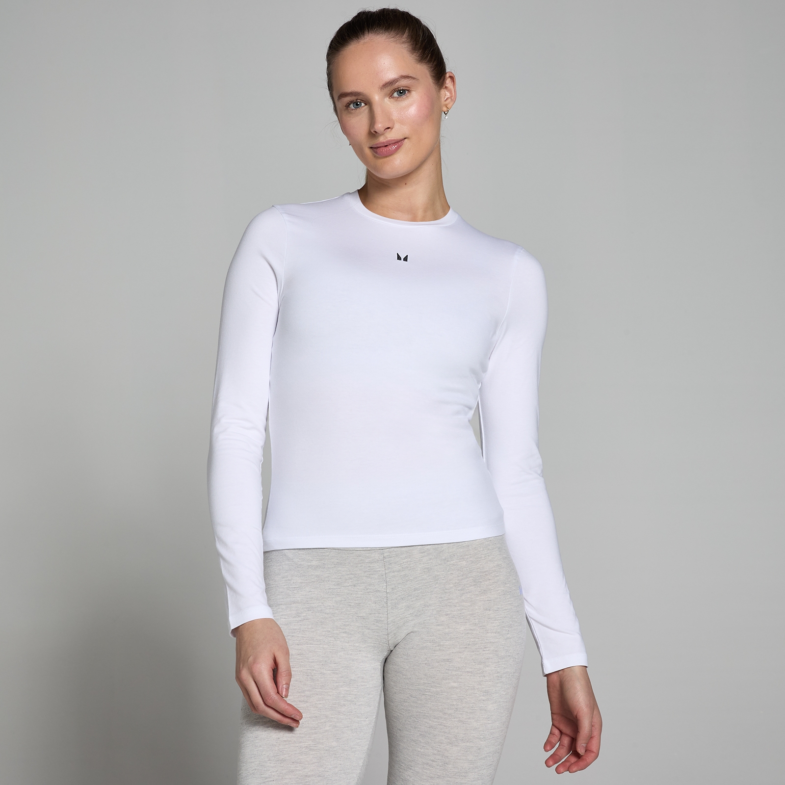 5059883313474 - Damen Basics Körperbetontes Langarm-T-Shirt – Weiß - XXS