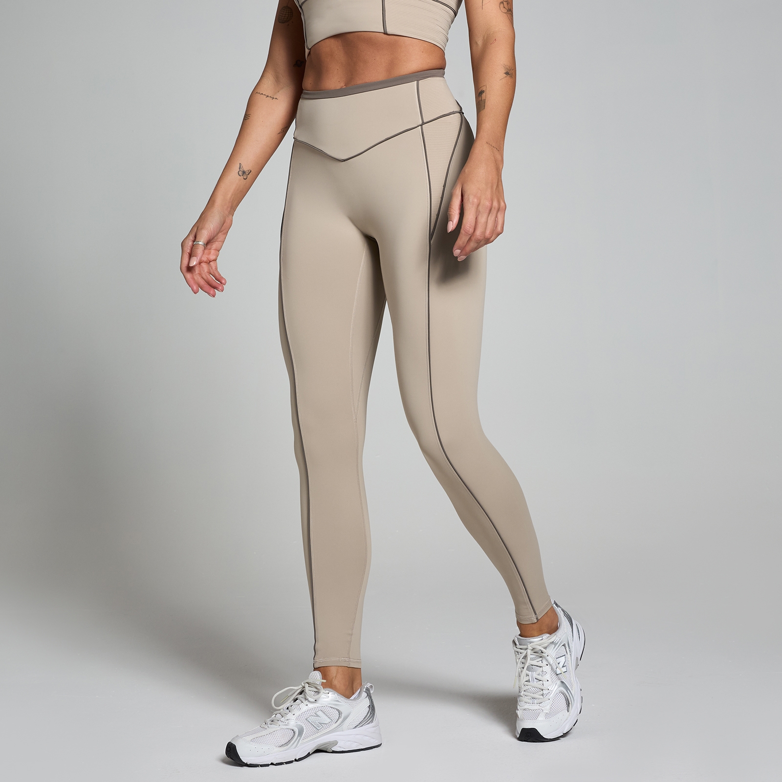 5059883331249 - Damen Tempo Contrast Texture Leggings – Kaschmir - M