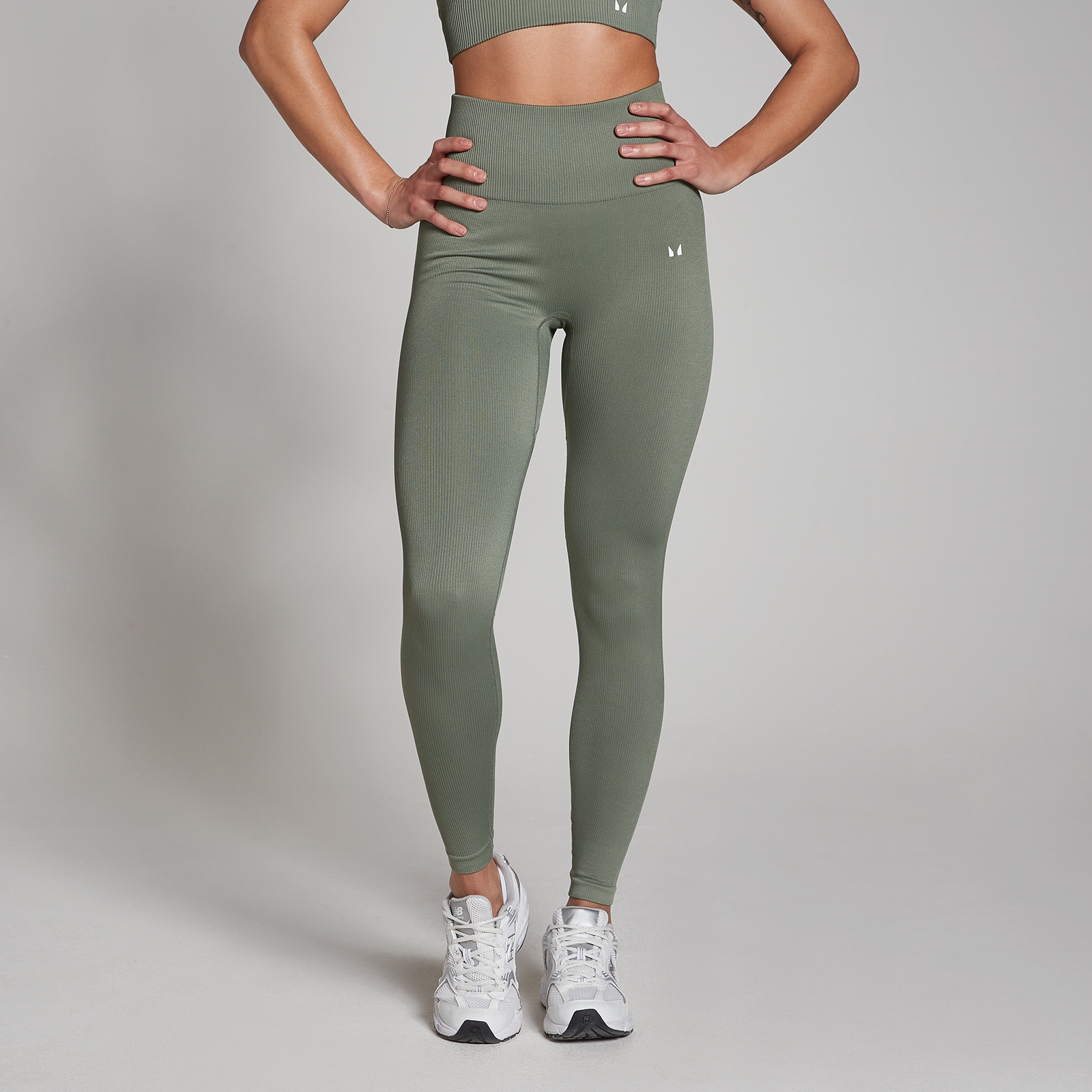 5059883338187 - Womens Tempo Rib Seamless Leggings - Moss Green - XS