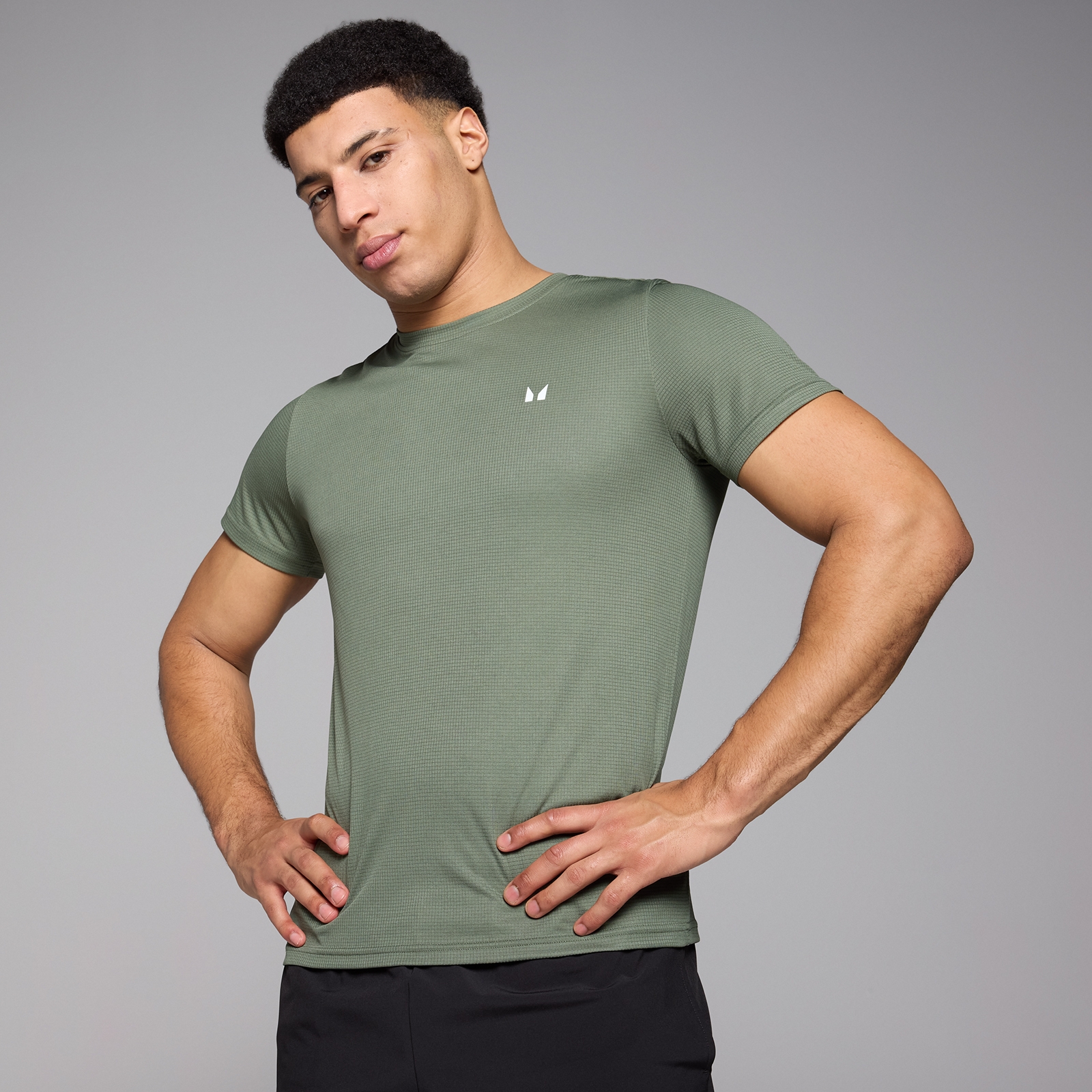 5059883367668 - Herren Active Grid Trainings-T-Shirt – Helles Khaki - S