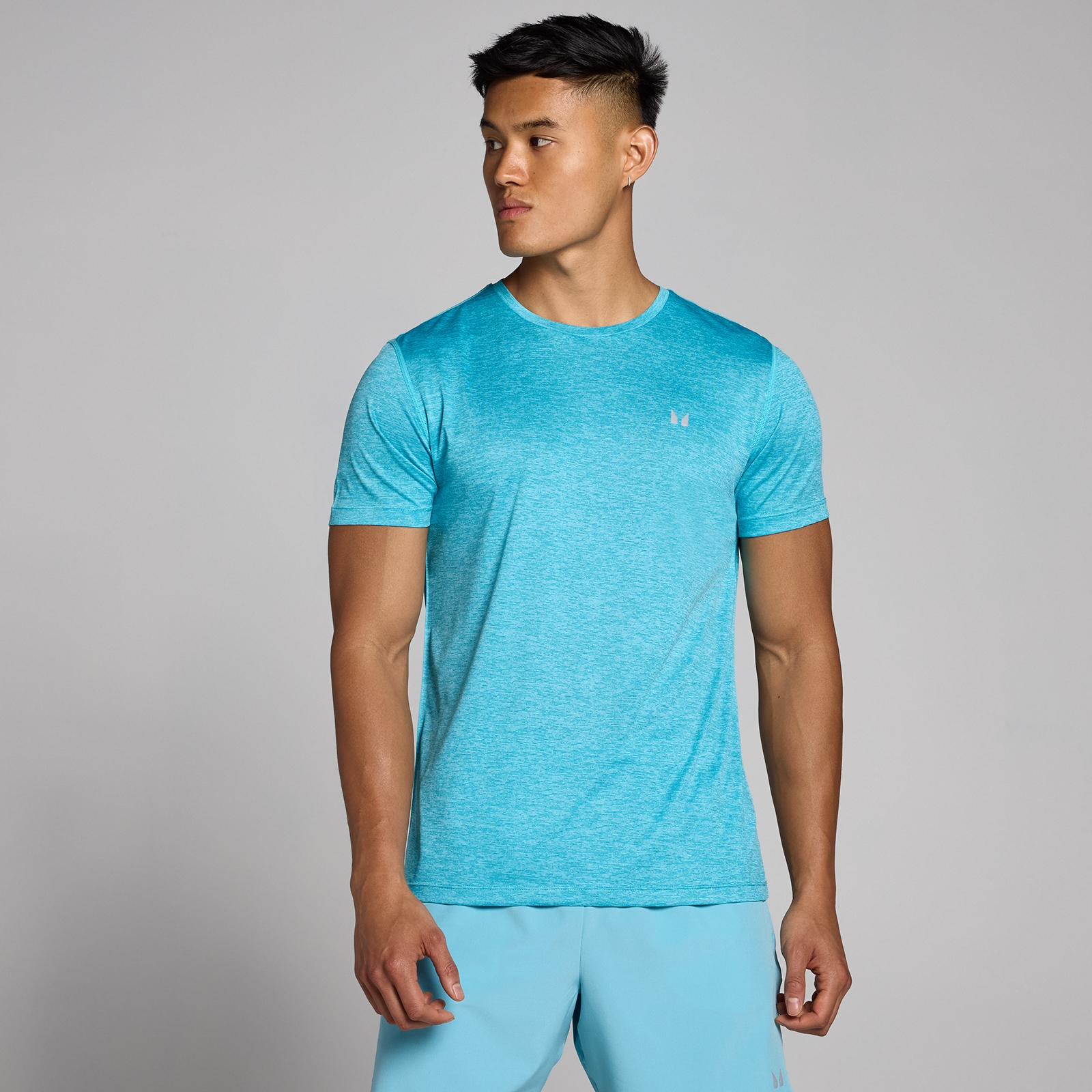 5059883369976 - Herren Tempo Meliertes T-Shirt – Cyan - L