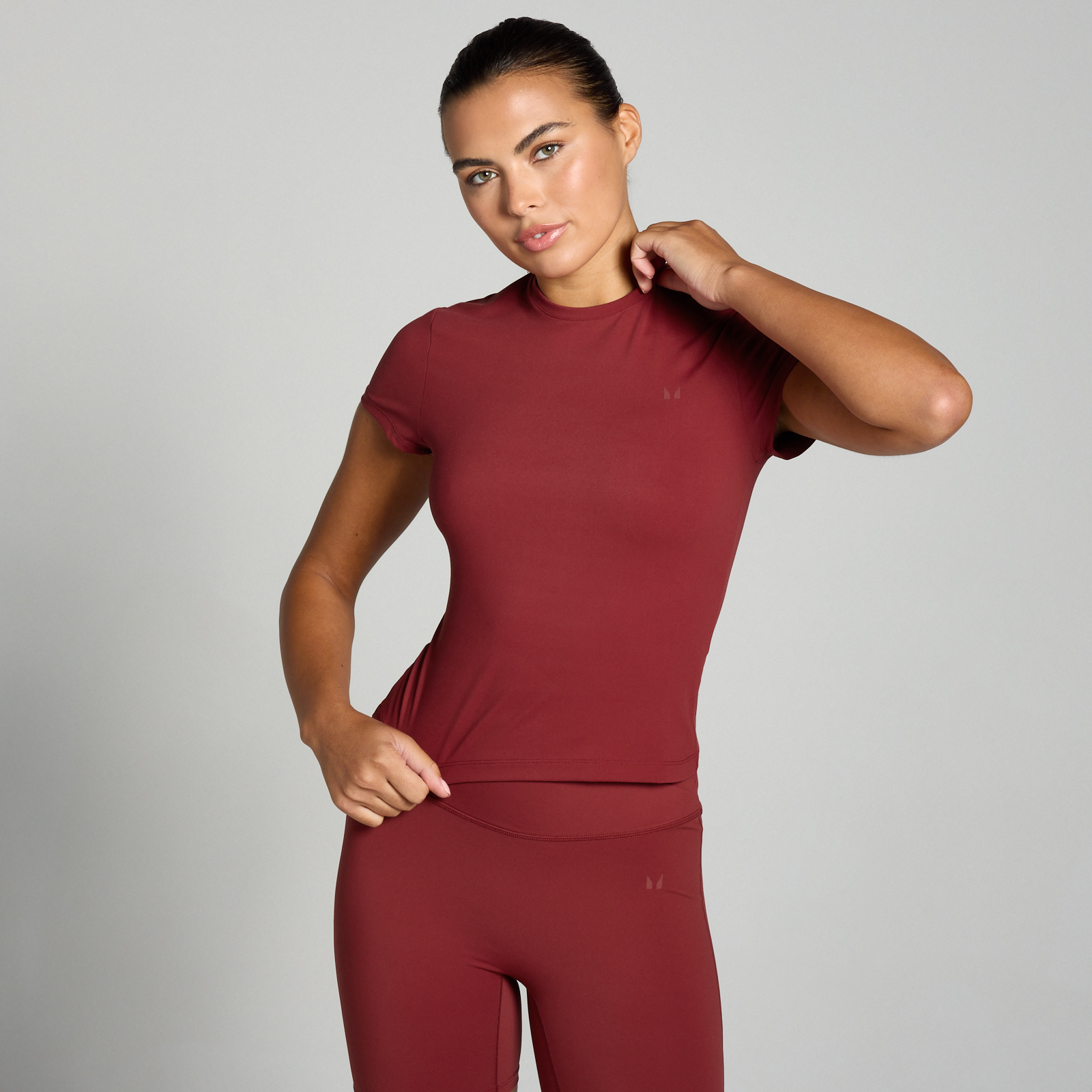 5059883395784 - MP Damen Tempo Body Fit Kurzarm-T-Shirt – Kirsche - S