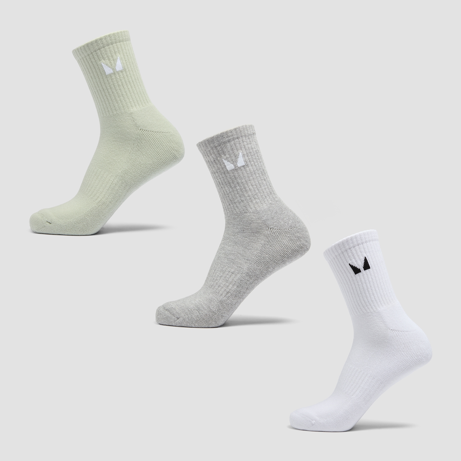 5059883395876 - MP Unisex-Crew-Socken (3er Pack) — Grau Matcha Weiß - UK 2-5