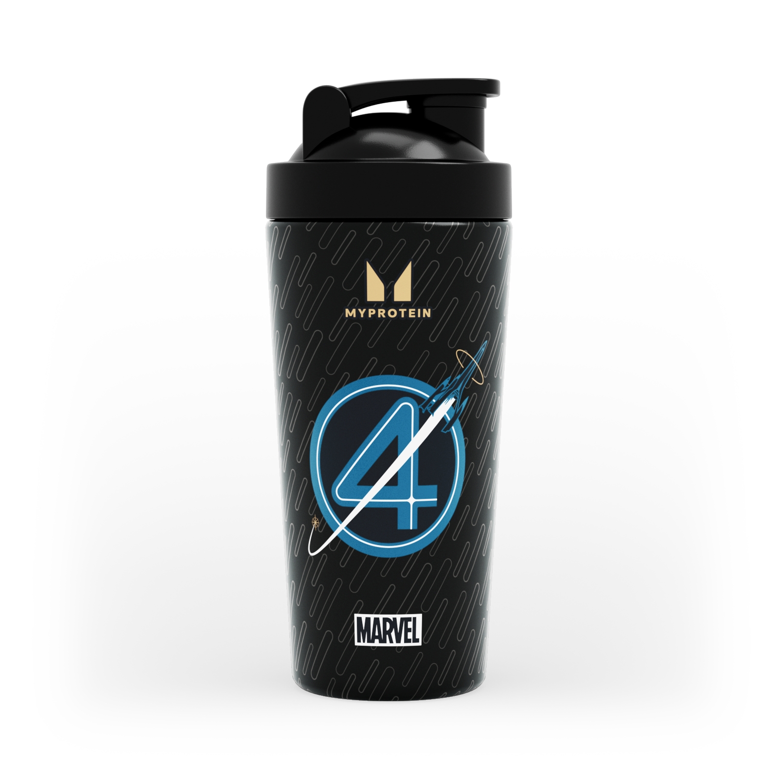 5059883409900 - Myprotein Fantastic Four Metall-Shaker – Schwarz