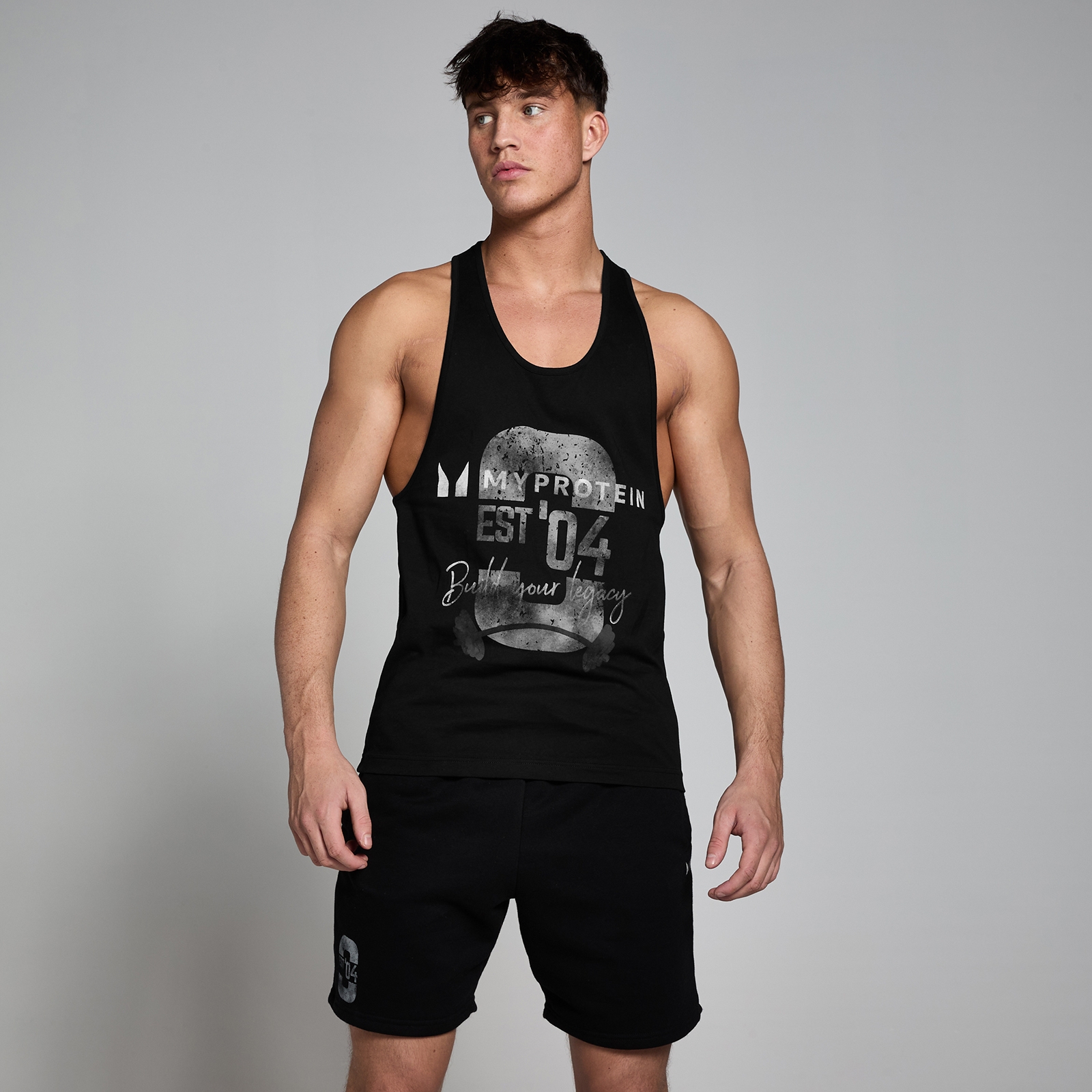 5059883418698 - Herren Origin Stringer-Top mit Grafik Verwaschenes Schwarz - XS