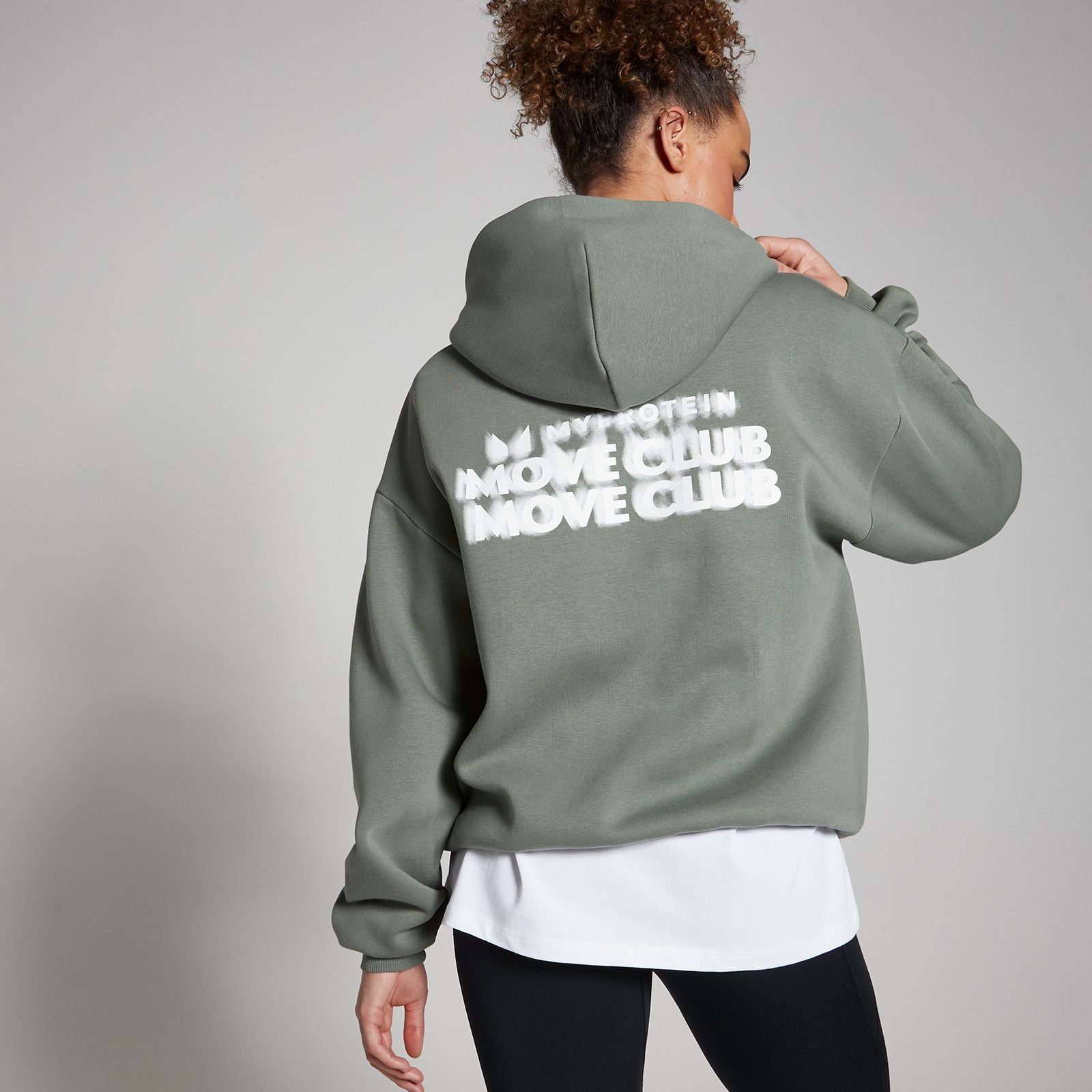 5059883420165 - Move Club Kapuzenpullover mit Grafik – Moosgrün - L-XL