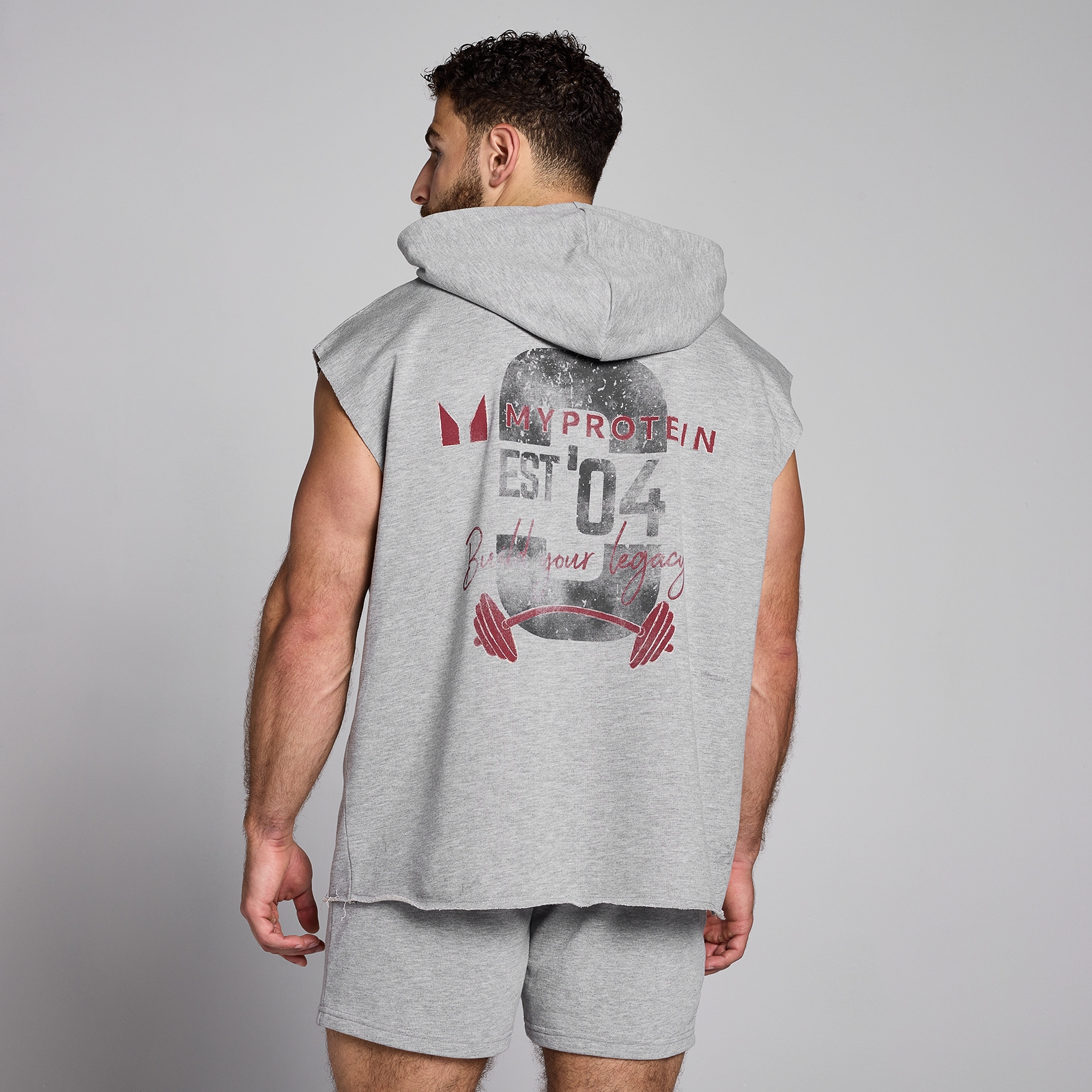 5059883422565 - Herren Origin Top mit Kapuze und Grafik – Hellgrau  - XXL