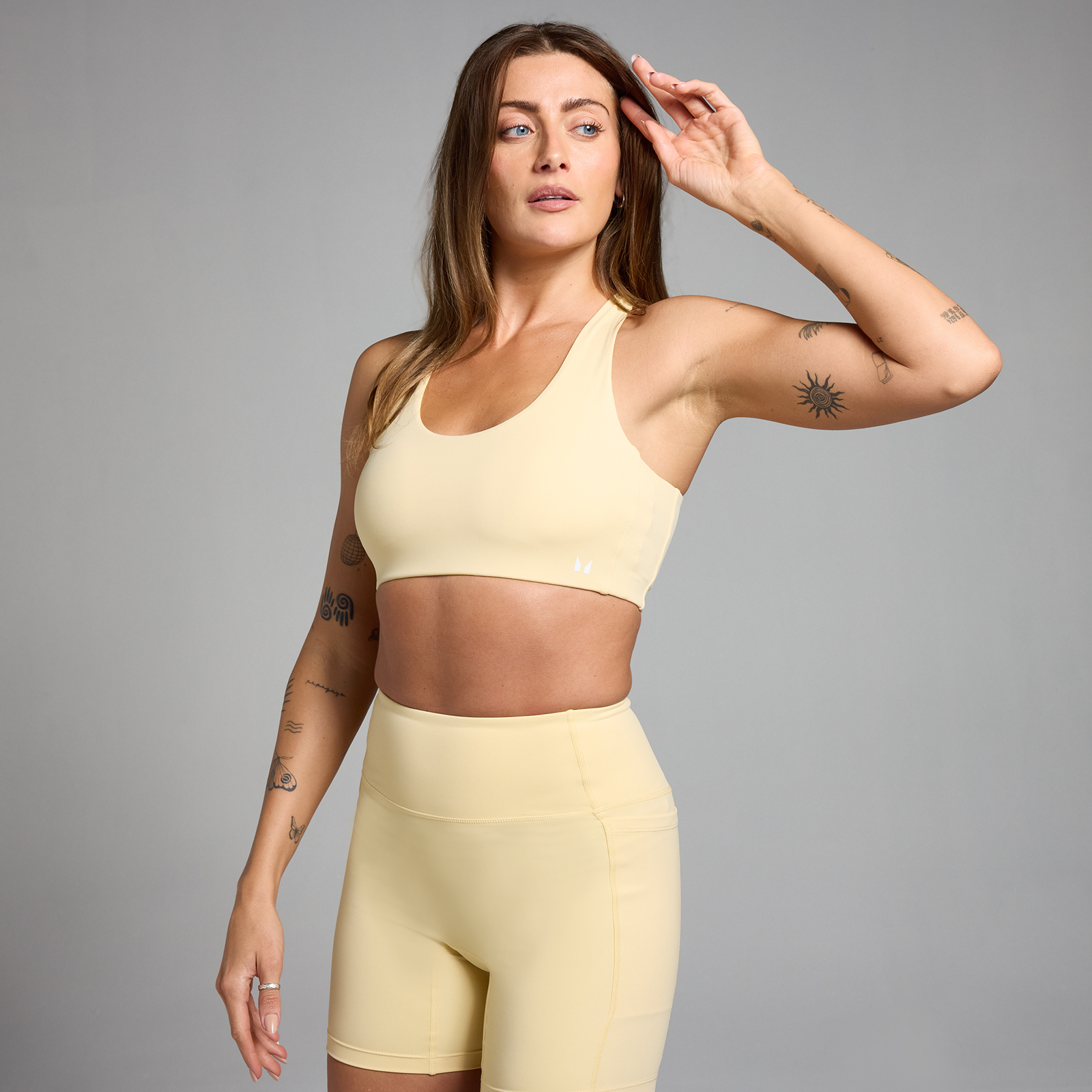 5059883424194 - MP Damen Verstellbarer Sport-BH mit auf dem Rücken gekreuzten Trägern – Buttermilch - XS