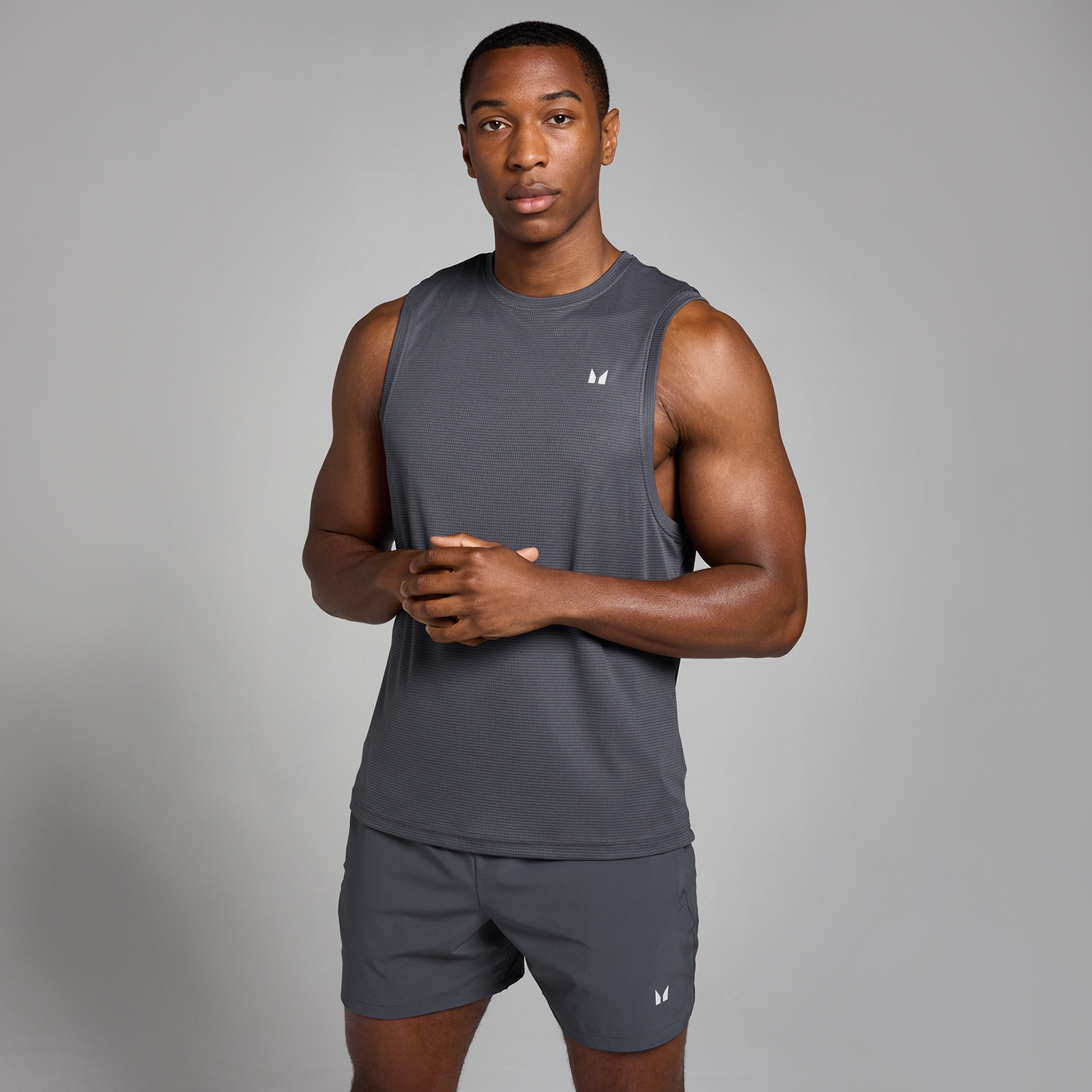 5059883427157 - MP Herren Active Grid Trainings-Tanktop – Dunkelgrau - XS
