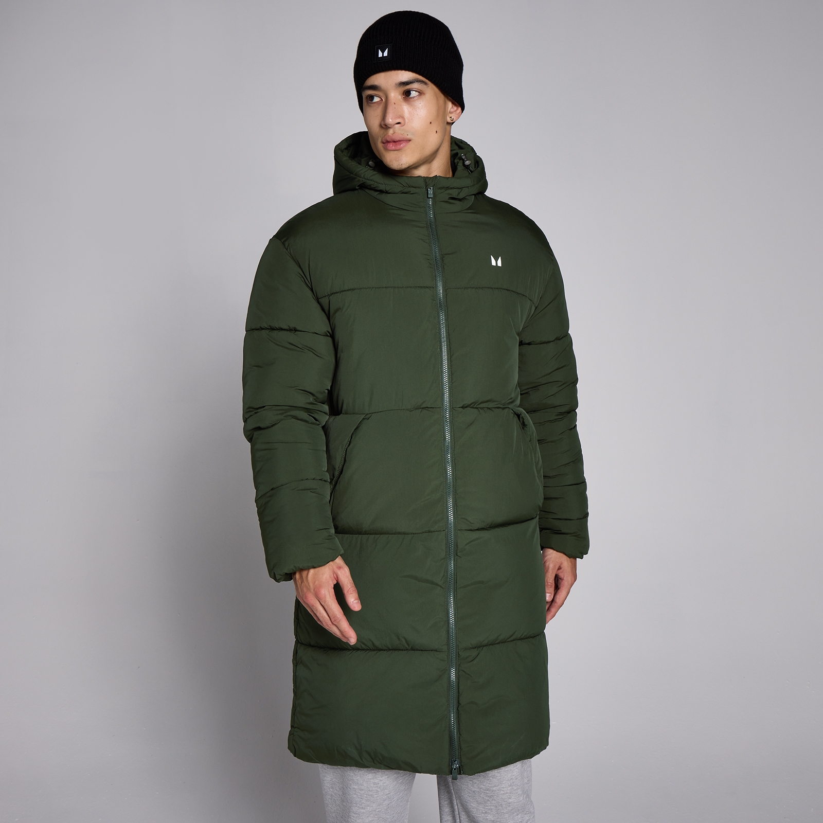 5059883428048 - Mens Long Puffer Jacket - Forest Green - S