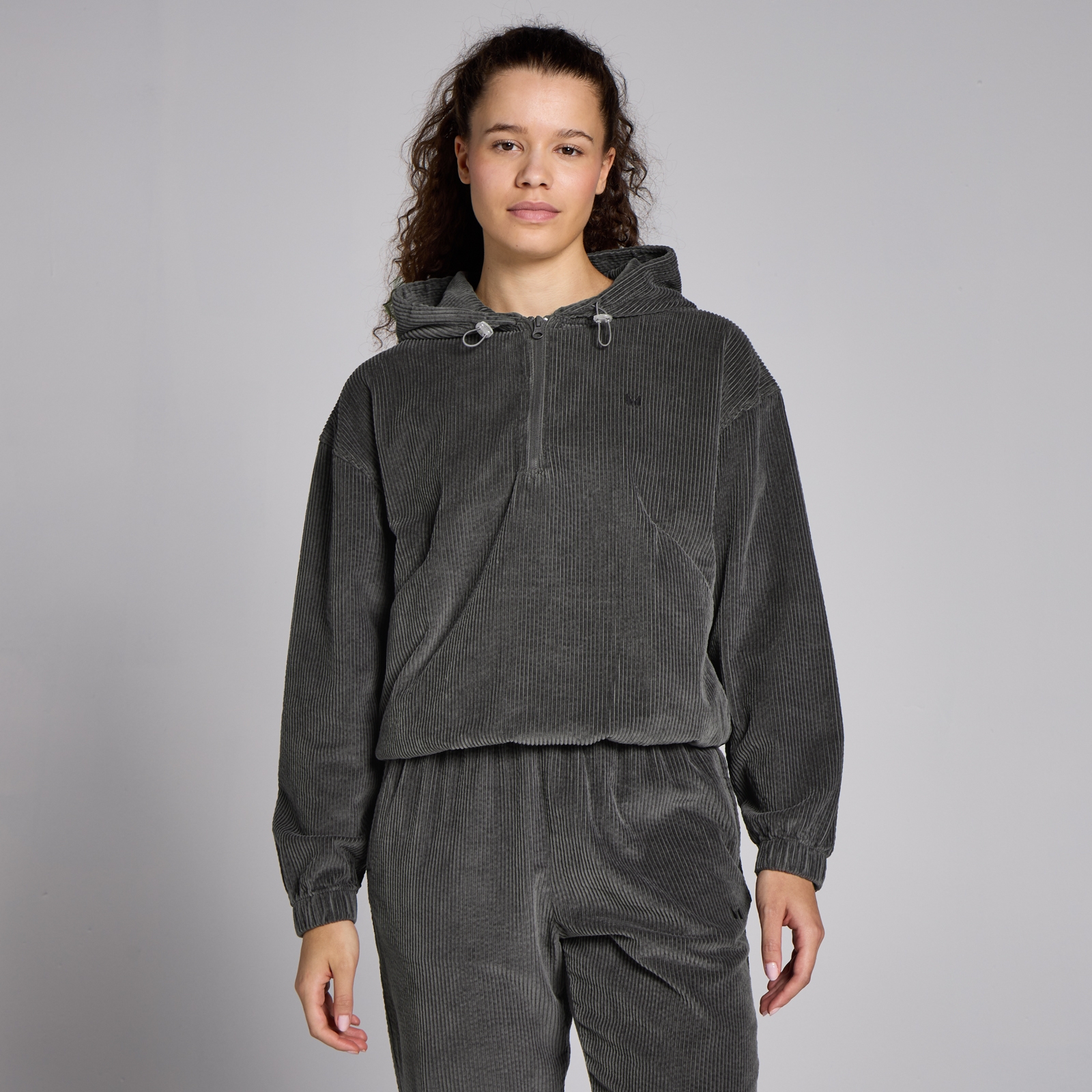 5059883432618 - Damen Cord-Kapuzenpulli mit bequemer Passform und 1 4-Reißverschluss – Gunmetal - XL 5059883432618 - Damen Cord-Kapuzenpulli mit bequemer Passform und 1 4-Reißverschluss – Gunmetal - XL