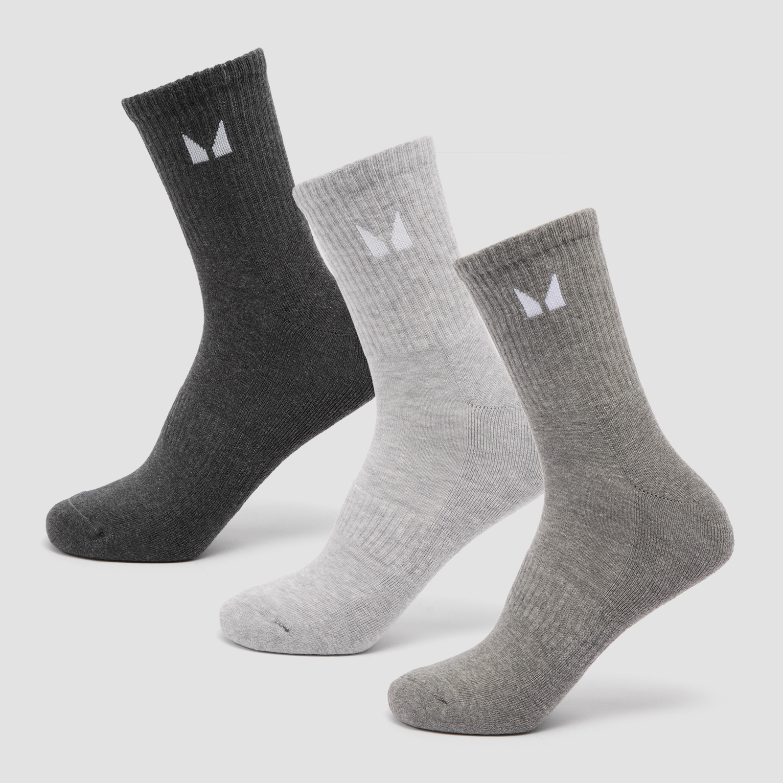 5059883436296 - Unisex Crew Socks (3 Pack) - Grey - UK 6-8