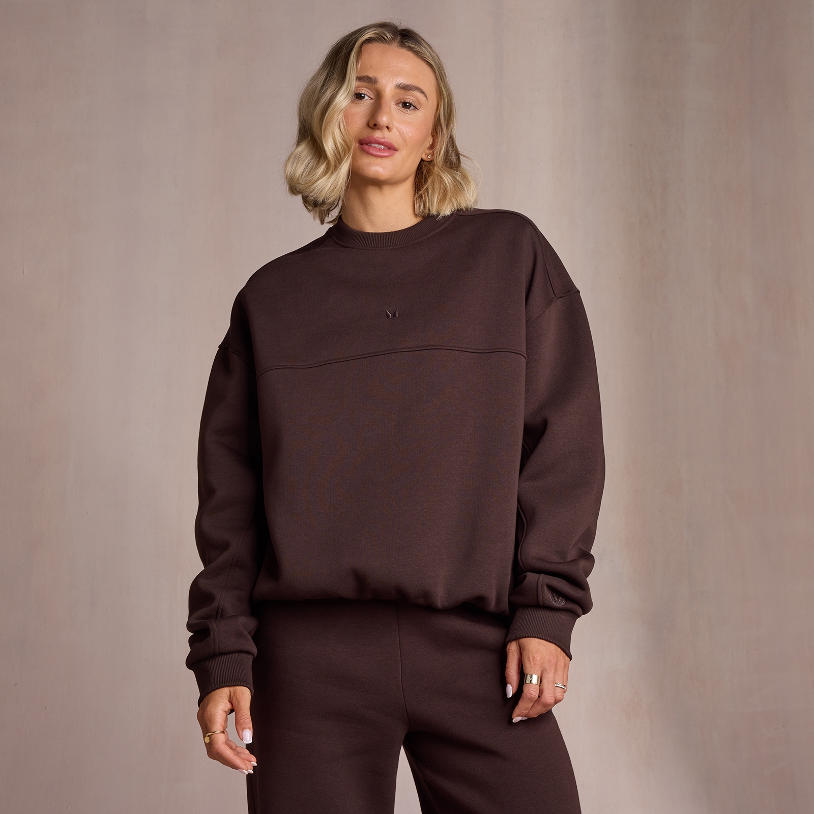 5059883440484 - Damen Sweatshirt mit Paspeldetails – Kaffee - XS