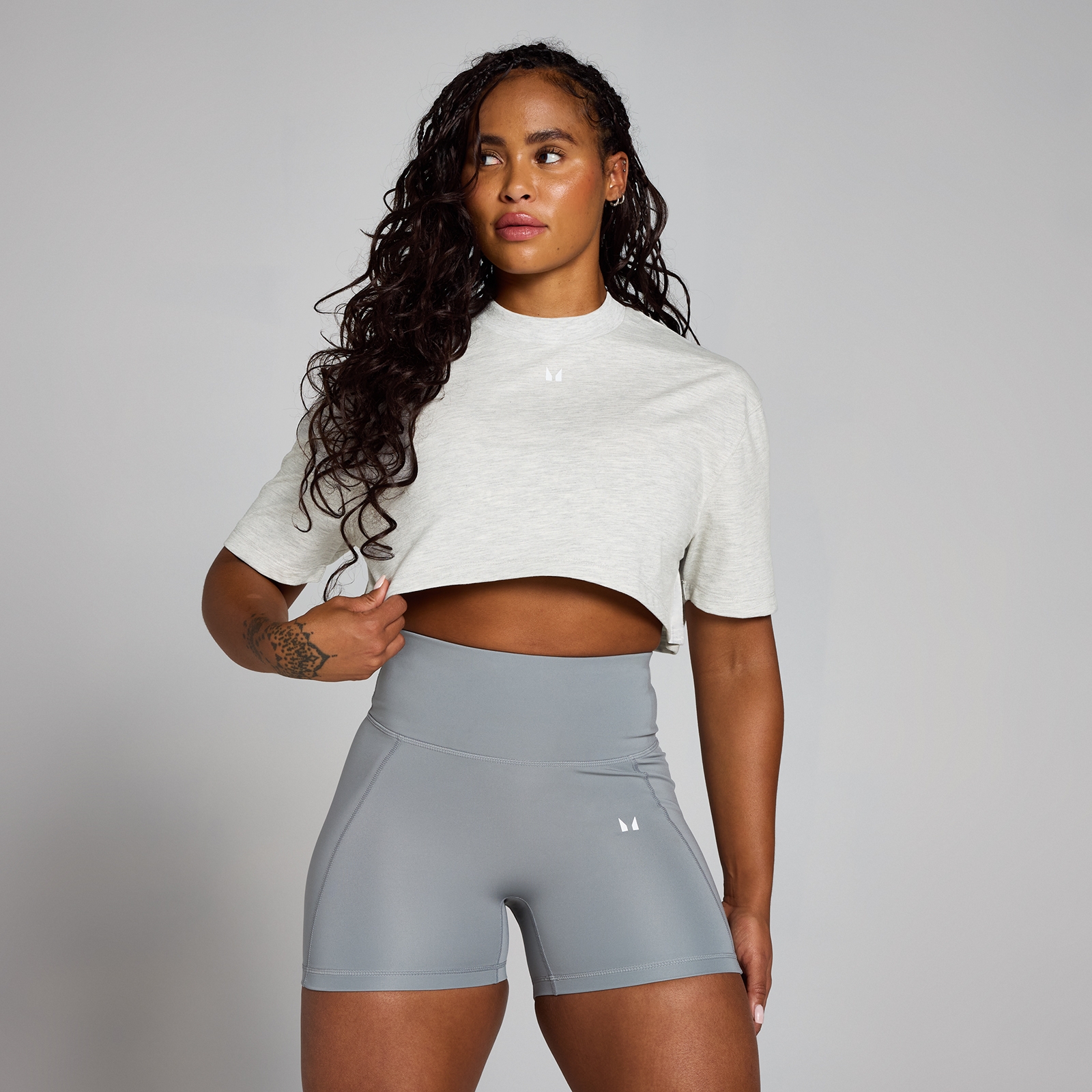 5059883444833 - Womens Origin Super Crop Graphic T-Shirt - Grey Marl - S 5059883444833 - Womens Origin Super Crop Graphic T-Shirt - Grey Marl - S