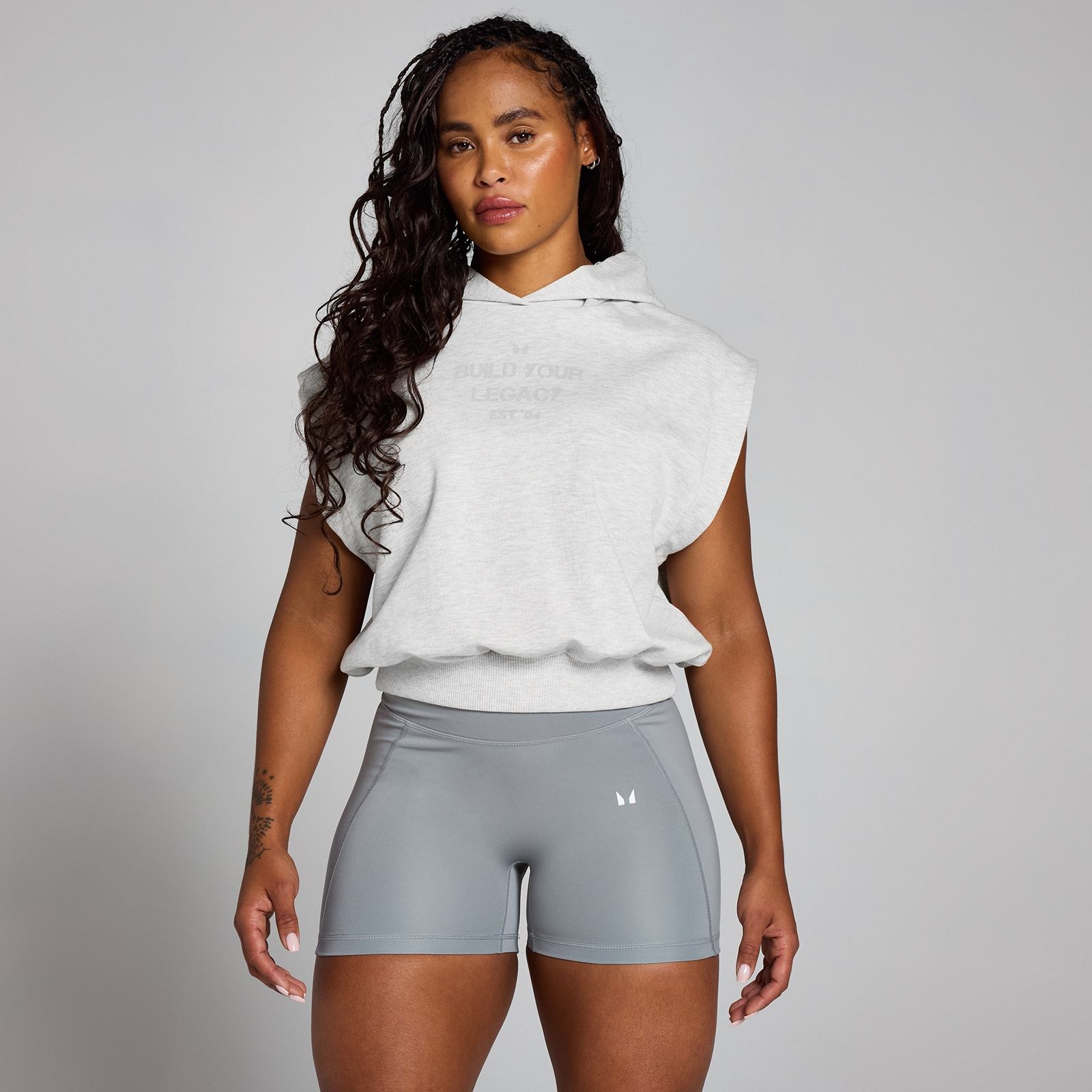 5059883445045 - Womens Origin Cropped Sleeveless Hoodie - Grey Marl - S 5059883445045 - Womens Origin Cropped Sleeveless Hoodie - Grey Marl - S