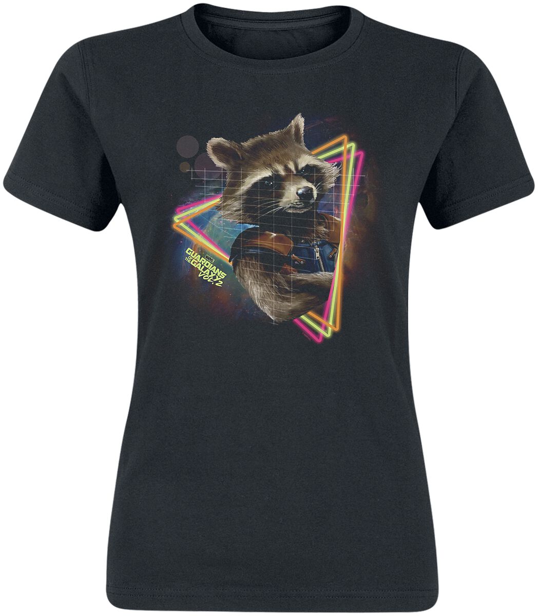 5059934922495 - Guardians Of The Galaxy Neon Rocket T-Shirt schwarz in L