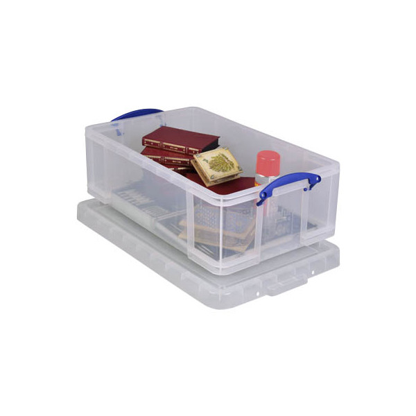 5060024800517 - Transportbox Really Useful Box Volumen 50 l L 710 x B 440 x H 230 mm stapelbar mit Deckel & Klappgriffen Recycling-PP transparent