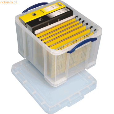 5060024801309 - Transportbox Really Useful Box Volumen 35 l L 480 x B 390 x H 310 mm stapelbar mit Deckel & Klappgriffen Recycling-PP transparent