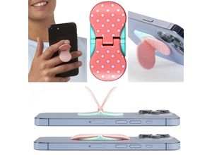 5060058361862 - zipgrips White Dots on Pink 2 in 1 Handy-Griff & Aufsteller Sicherer Griff Halter für Smartphones Perfekte Selfies Ideal für Videos